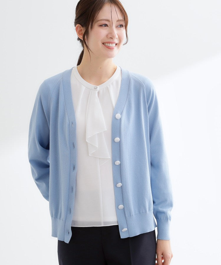 リフレクト Reflect ハイゲージVネックカーディガン （サックスブルー(090)） サックスブルー(090)