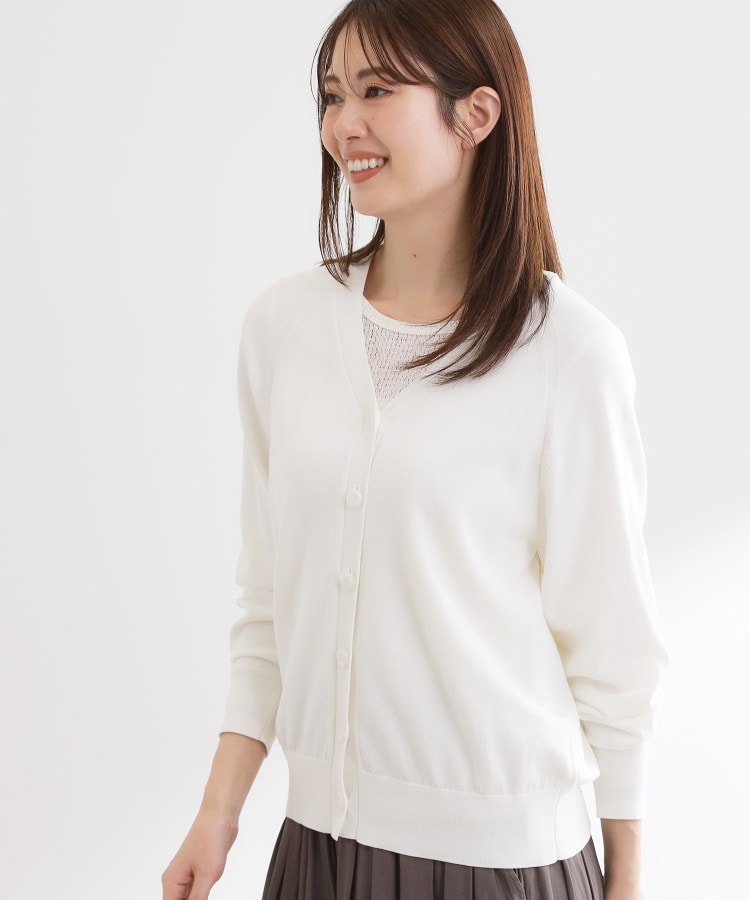 リフレクト Reflect ハイゲージVネックカーディガン （オフホワイト(003)） オフホワイト(003)