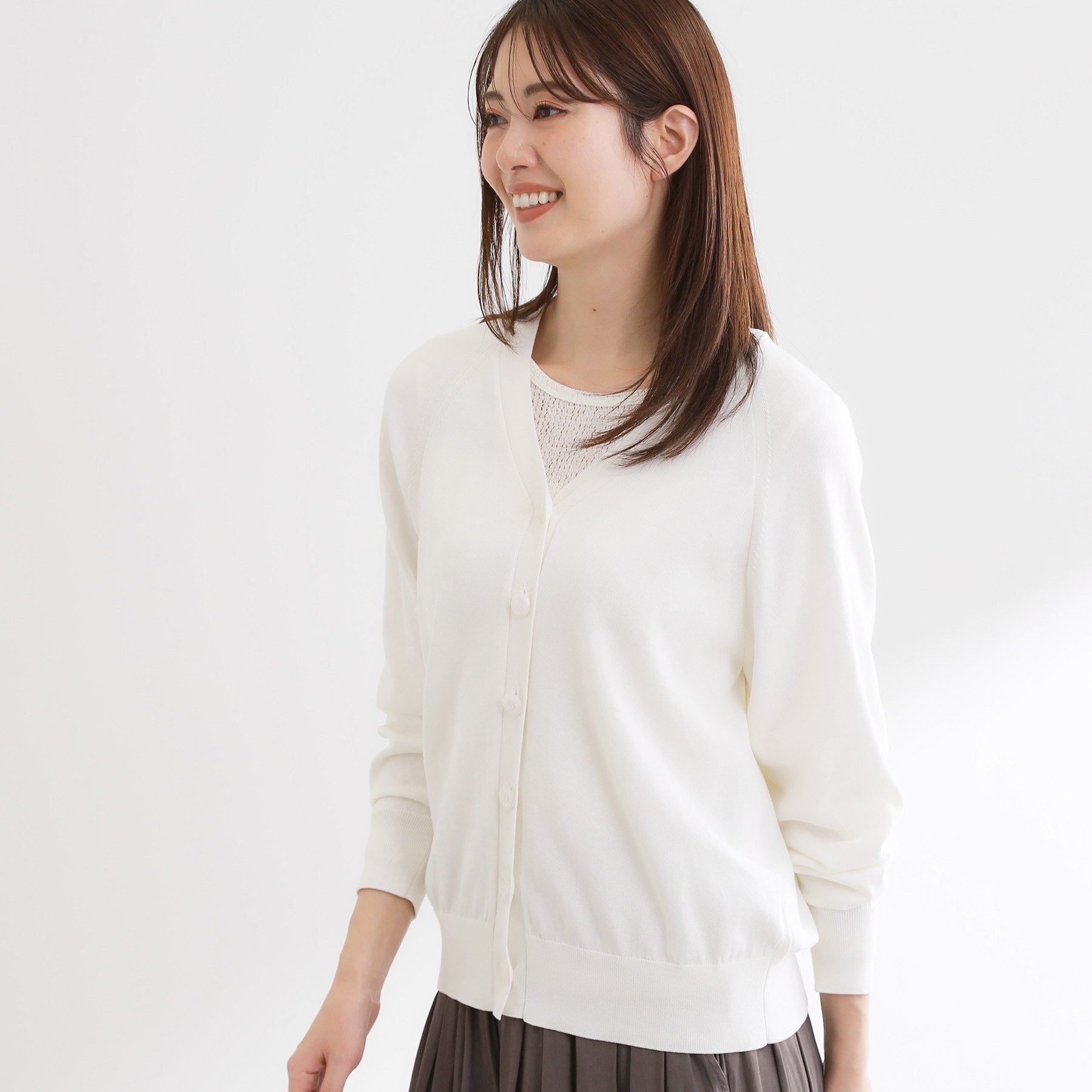 リフレクト Reflect ハイゲージVネックカーディガン （オフホワイト(003)） オフホワイト(003)