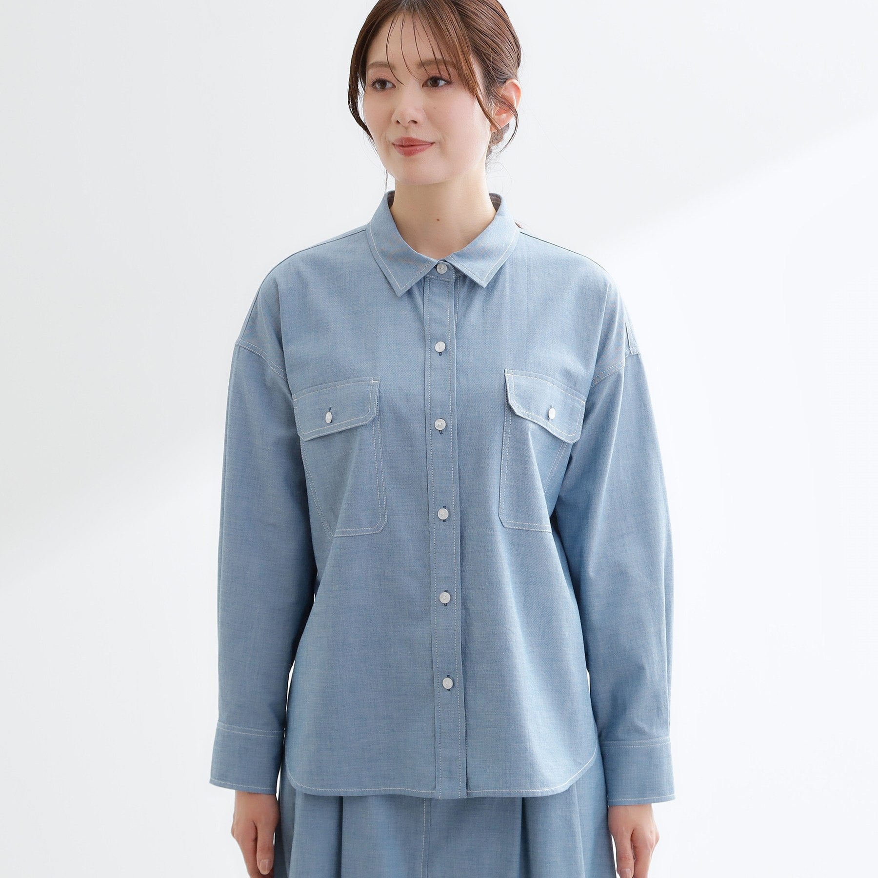 リフレクト Reflect 【羽織にも◎】ダンガリーシャツ （ブルー(093)） ブルー(093)