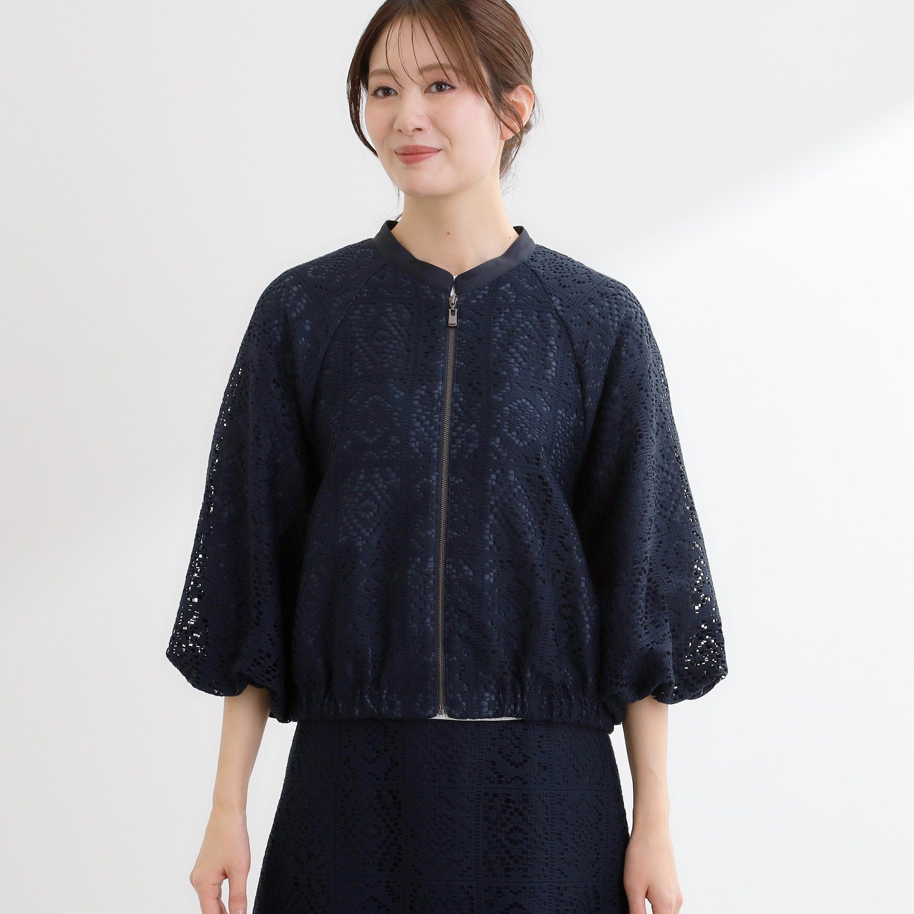 リフレクト Reflect 【セットアップ可】ジップアップレースショートブルゾン （ネイビー(094)） ネイビー(094)