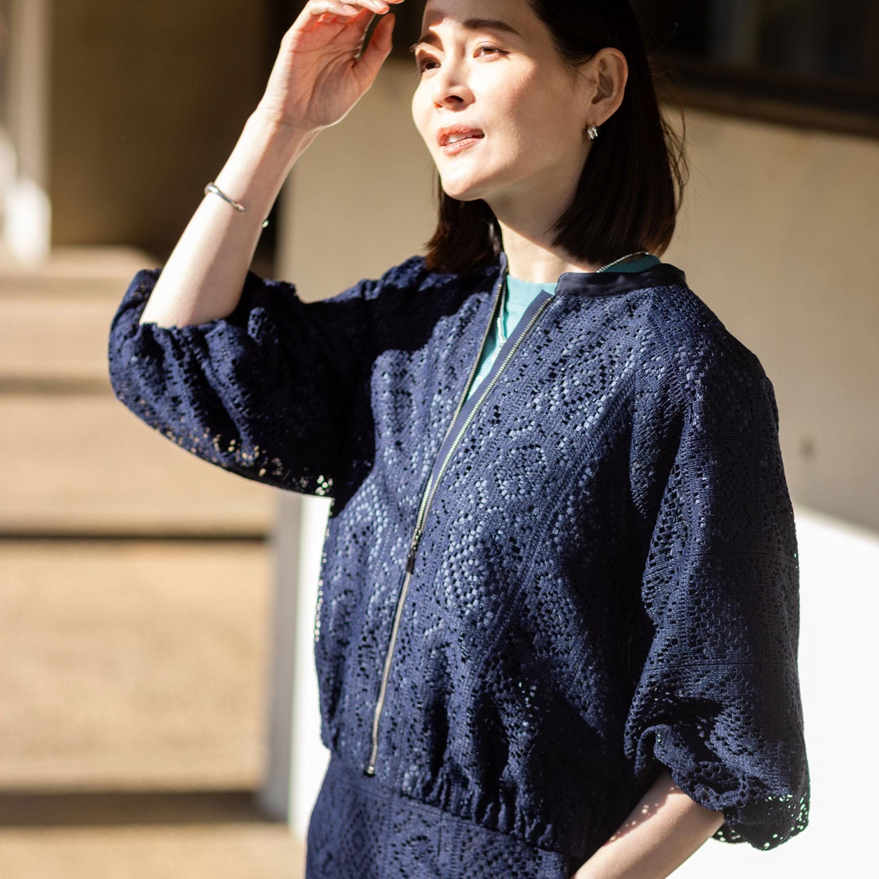 リフレクト Reflect 【セットアップ可】ジップアップレースショートブルゾン （ネイビー(094)） ネイビー(094)