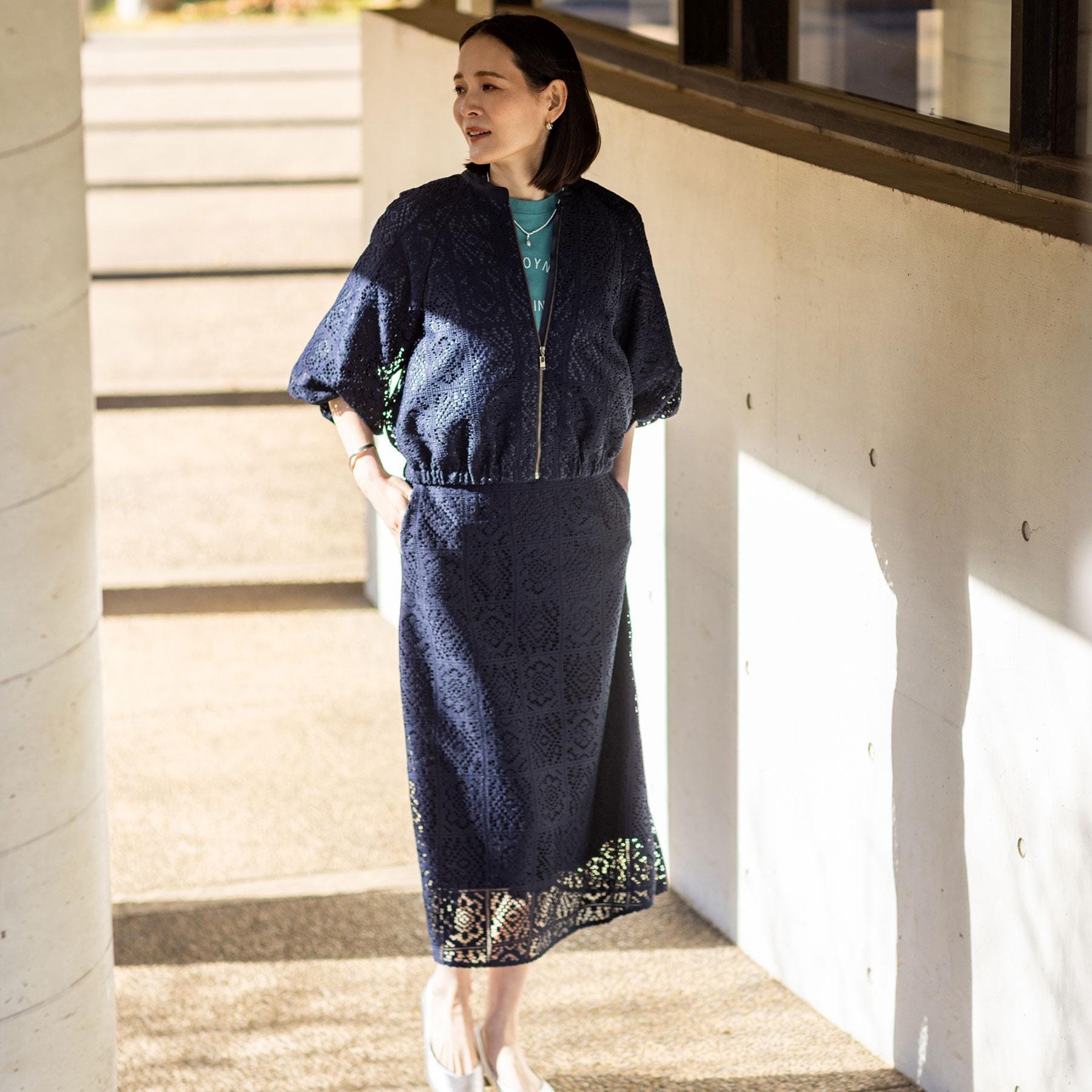 リフレクト Reflect 【セットアップ可】ジップアップレースショートブルゾン （ネイビー(094)） ネイビー(094)