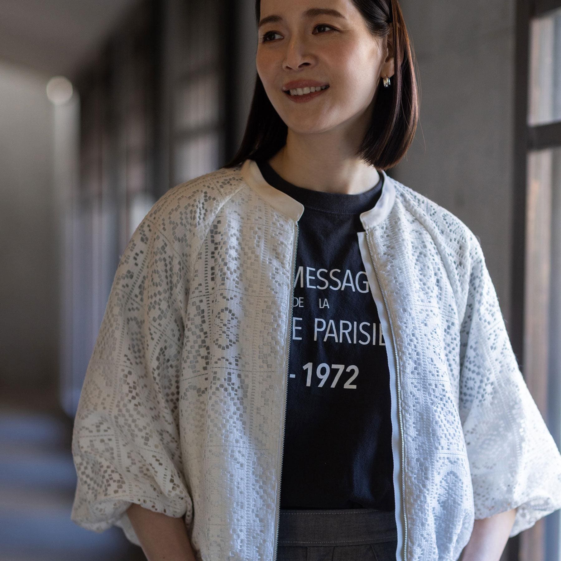 リフレクト Reflect 【セットアップ可】ジップアップレースショートブルゾン （アイボリー(004)） アイボリー(004)