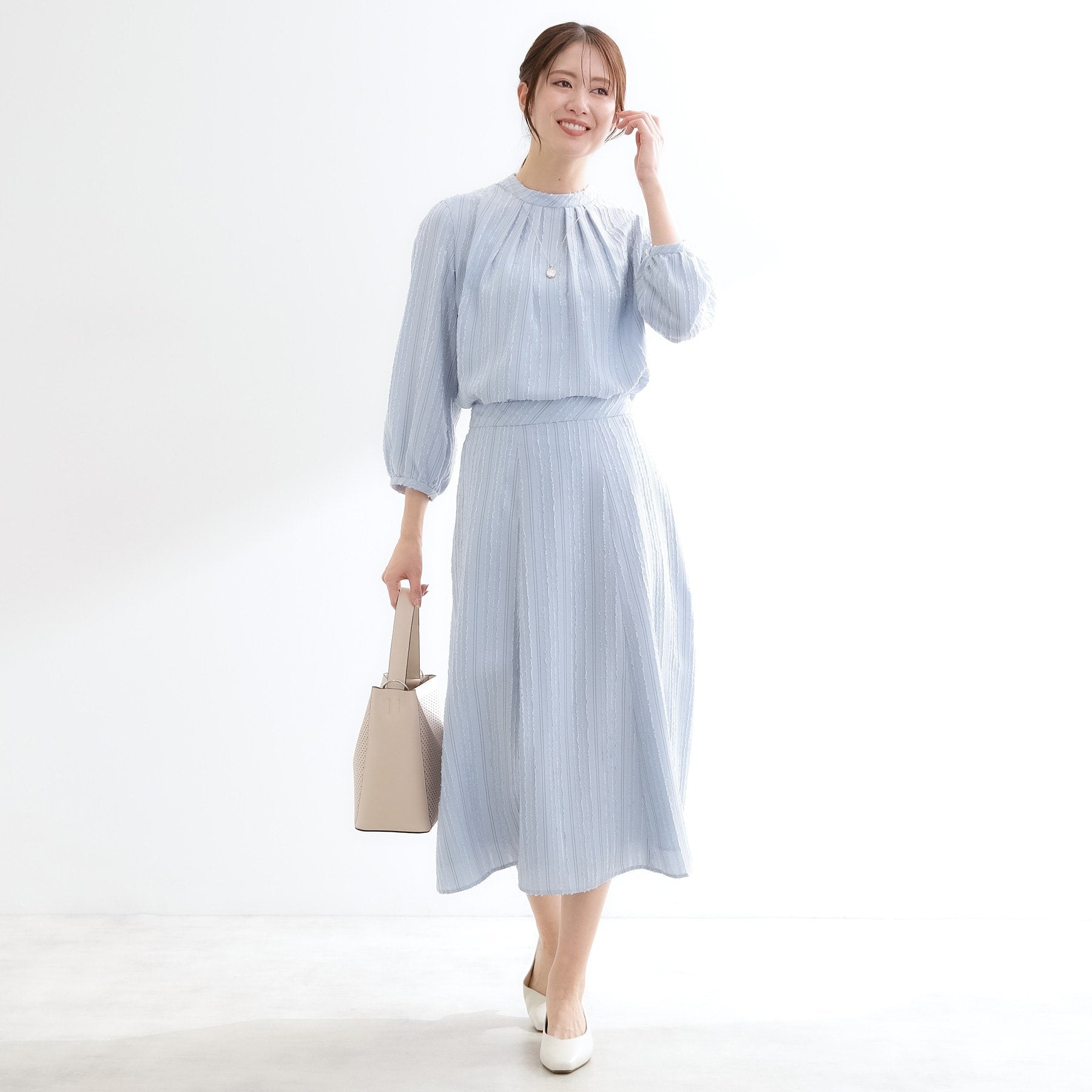 リフレクト Reflect 【セットアップ可】ストライプ柄ジャカードスカート （ネイビー(394)） ネイビー(394)