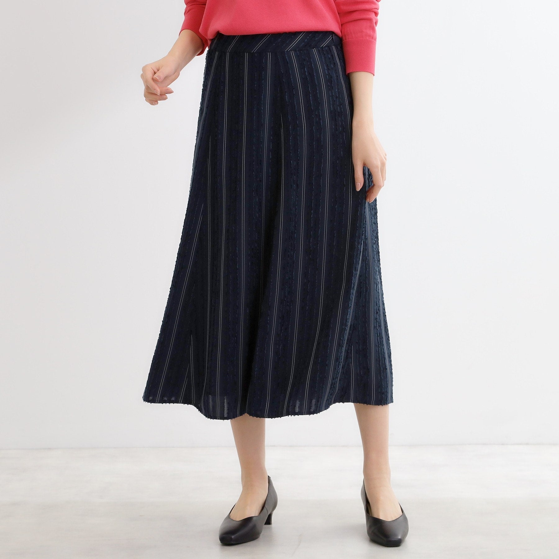 リフレクト Reflect 【セットアップ可】ストライプ柄ジャカードスカート （ネイビー(394)） ネイビー(394)