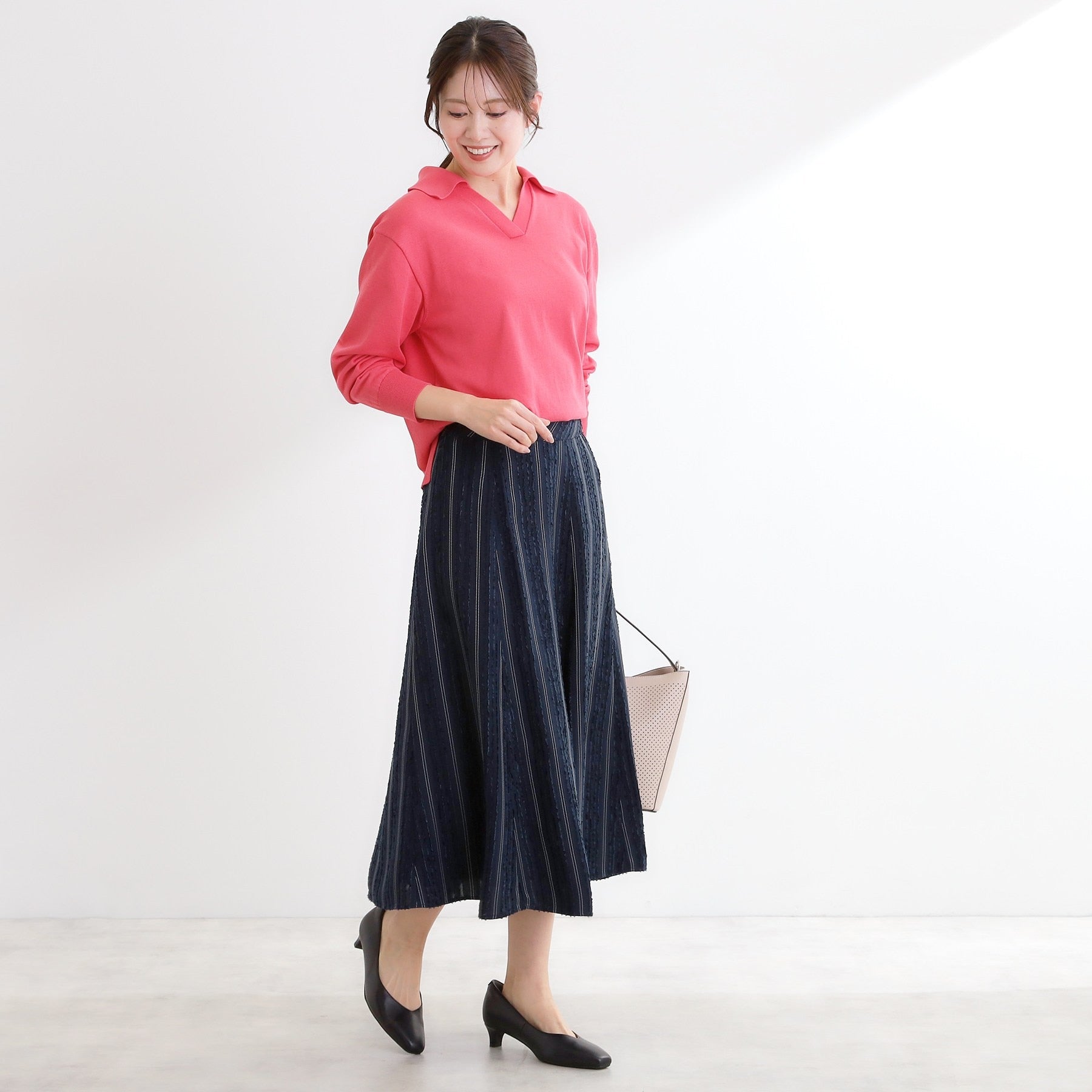 リフレクト Reflect 【セットアップ可】ストライプ柄ジャカードスカート （ネイビー(394)） ネイビー(394)