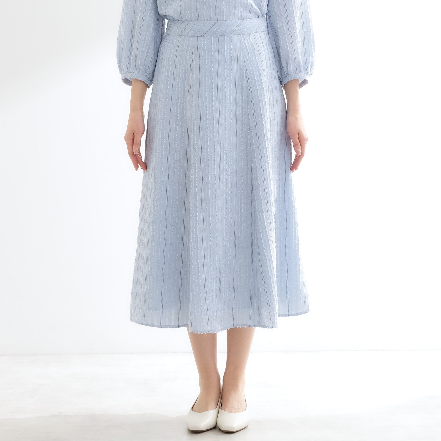 リフレクト Reflect 【セットアップ可】ストライプ柄ジャカードスカート （ネイビー(394)） ネイビー(394)