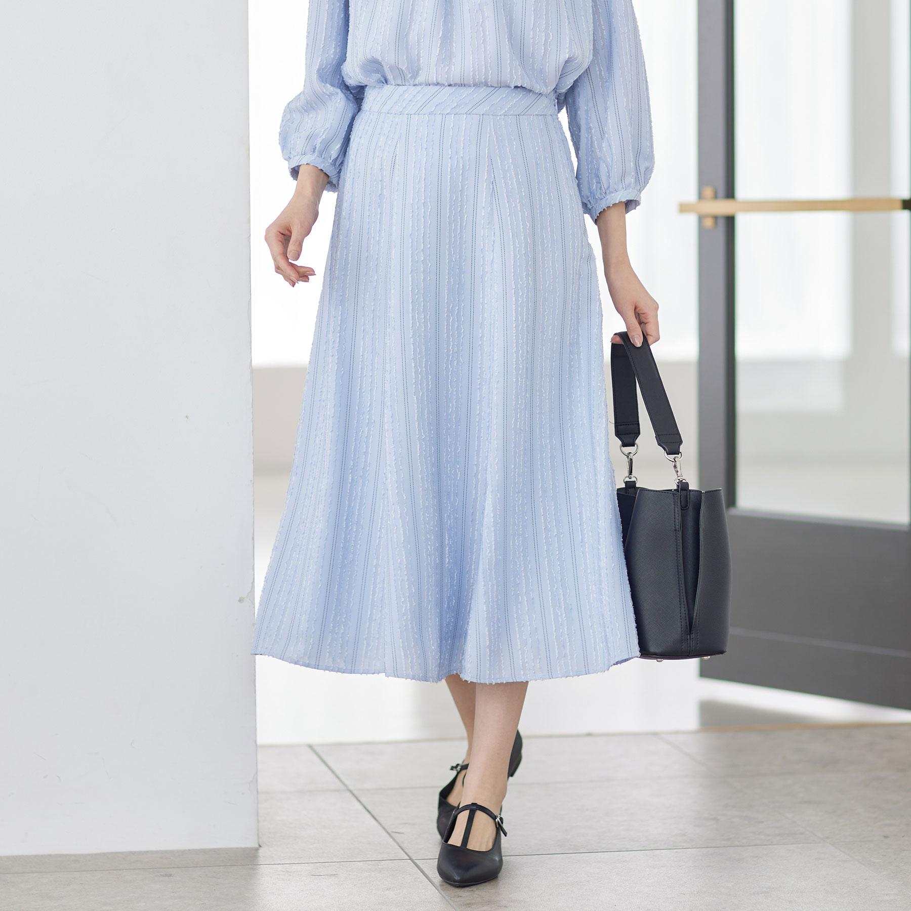 リフレクト Reflect 【セットアップ可】ストライプ柄ジャカードスカート （ネイビー(394)） ネイビー(394)