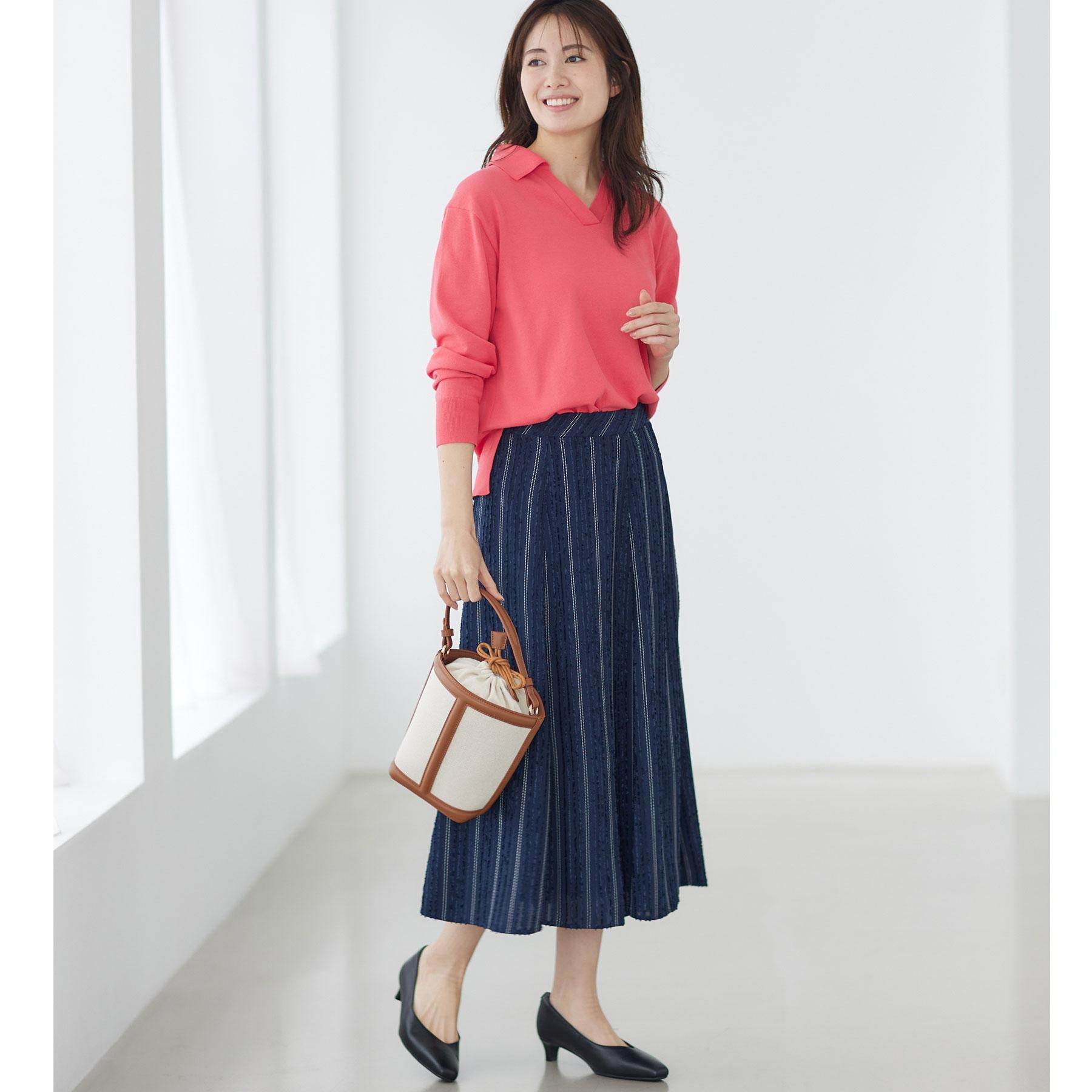 リフレクト Reflect 【セットアップ可】ストライプ柄ジャカードスカート （ネイビー(394)） ネイビー(394)