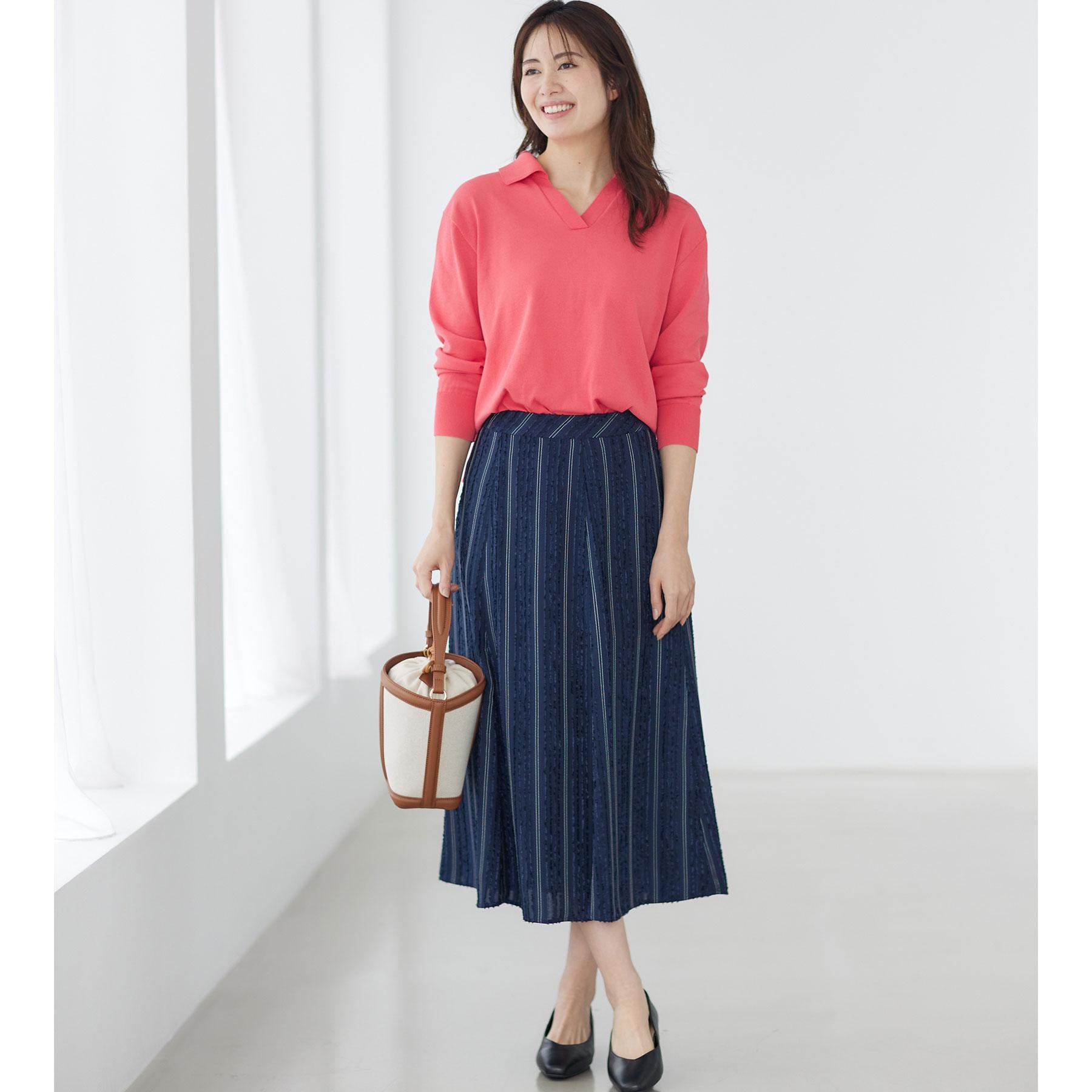 リフレクト Reflect 【セットアップ可】ストライプ柄ジャカードスカート （ネイビー(394)） ネイビー(394)