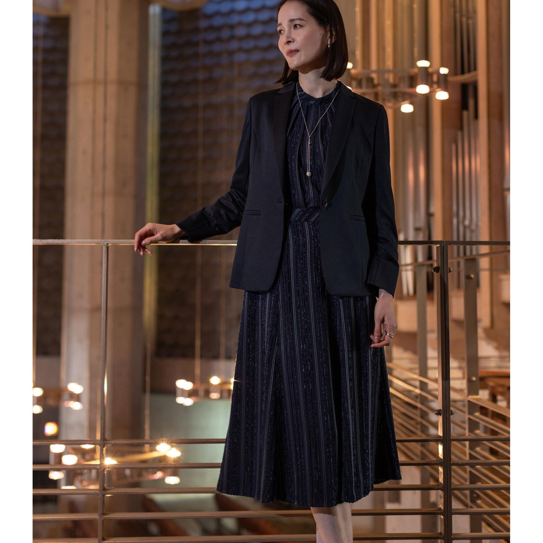 リフレクト Reflect 【セットアップ可】ストライプ柄ジャカードスカート （ネイビー(394)） ネイビー(394)