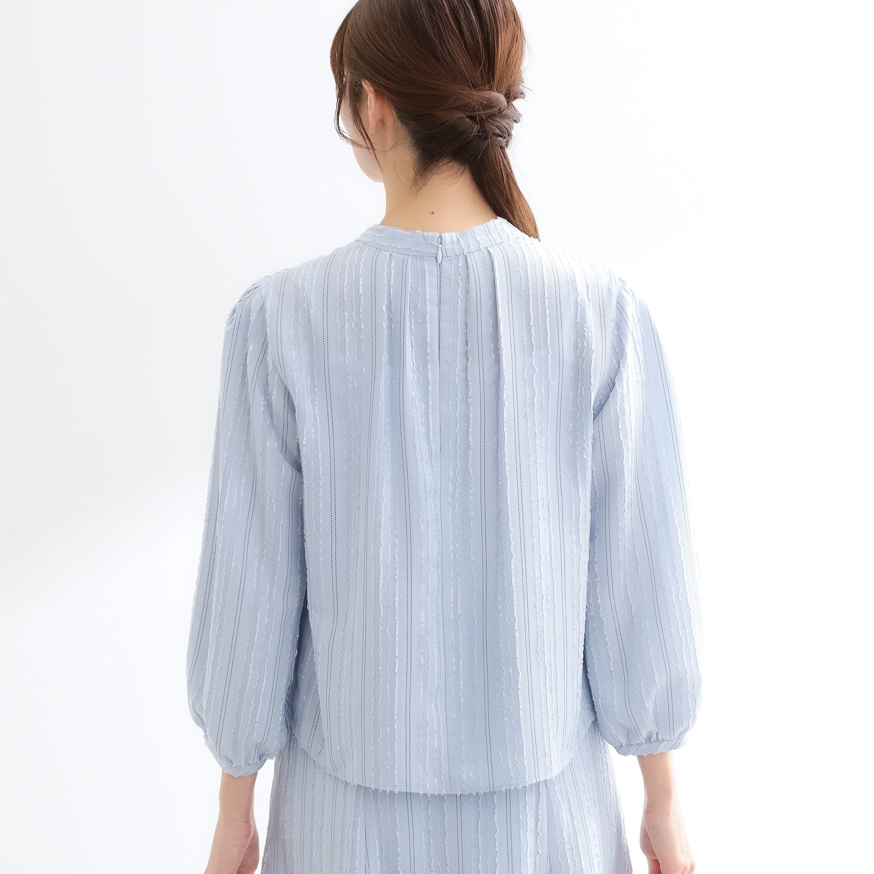 リフレクト Reflect 【セットアップ可】ストライプ柄ジャカードブラウス （ホワイト(301)） ホワイト(301)