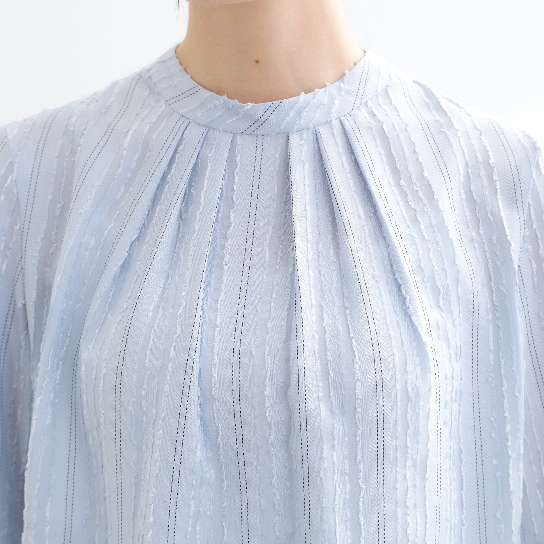 リフレクト Reflect 【セットアップ可】ストライプ柄ジャカードブラウス （ホワイト(301)） ホワイト(301)