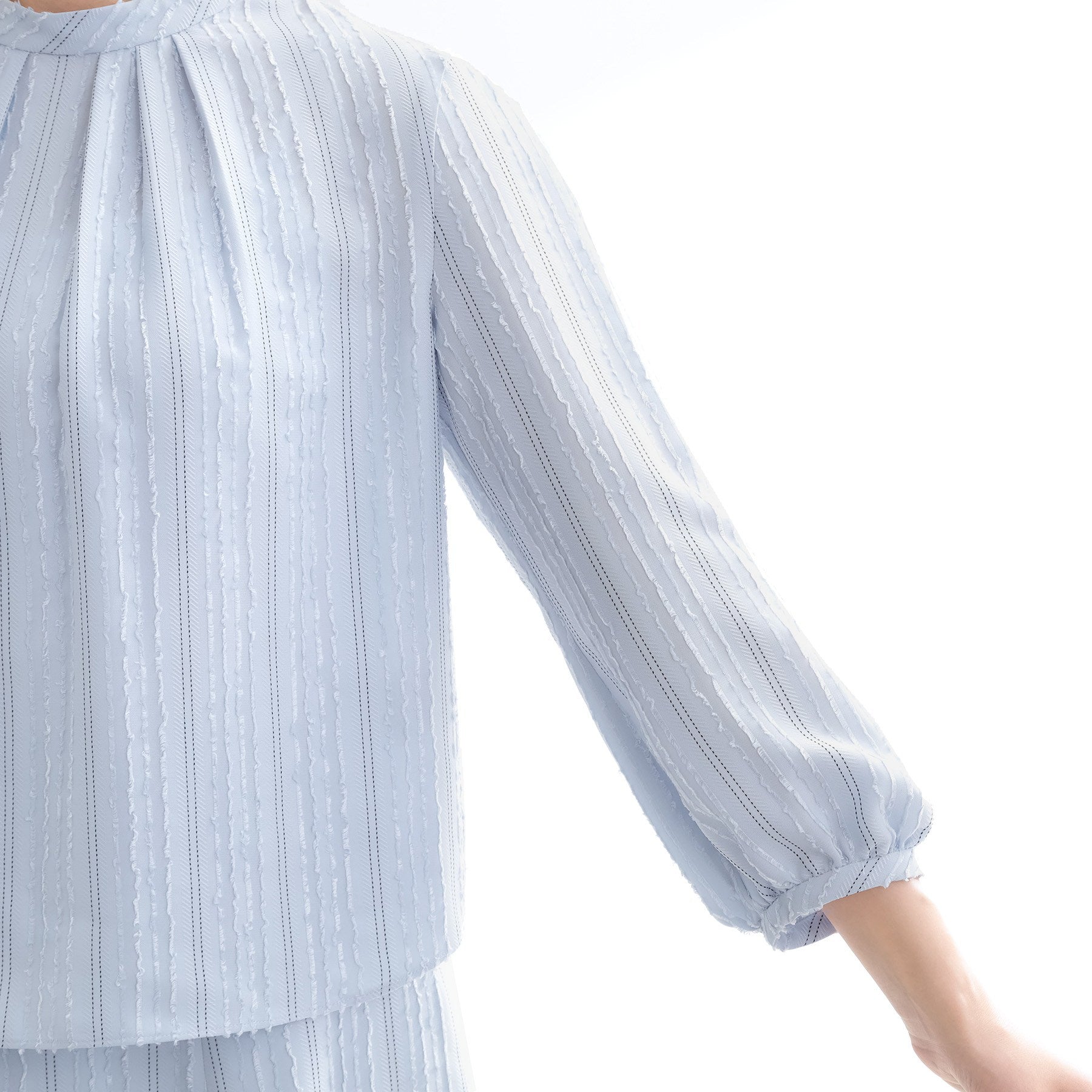 リフレクト Reflect 【セットアップ可】ストライプ柄ジャカードブラウス （ホワイト(301)） ホワイト(301)