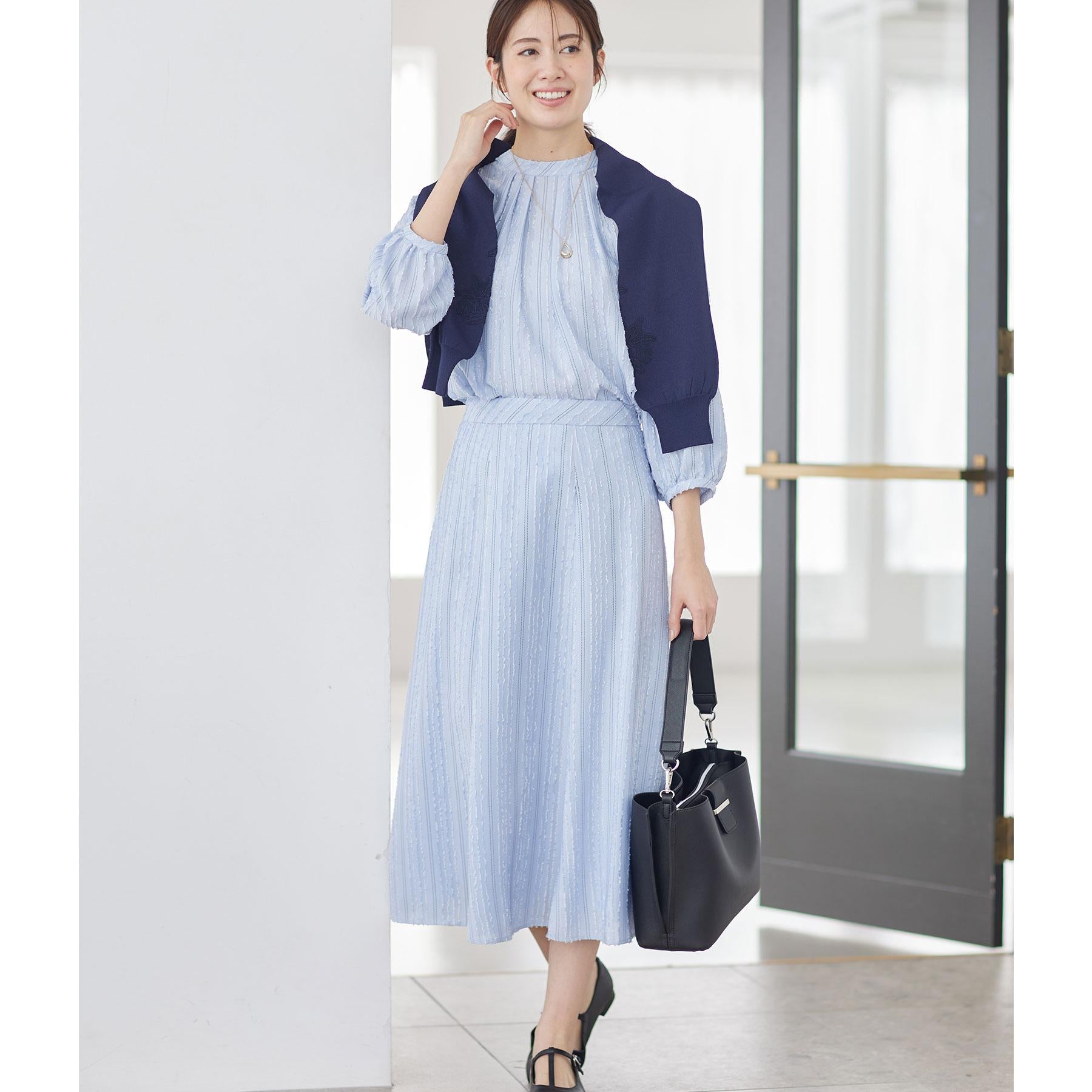 リフレクト Reflect 【セットアップ可】ストライプ柄ジャカードブラウス （ホワイト(301)） ホワイト(301)