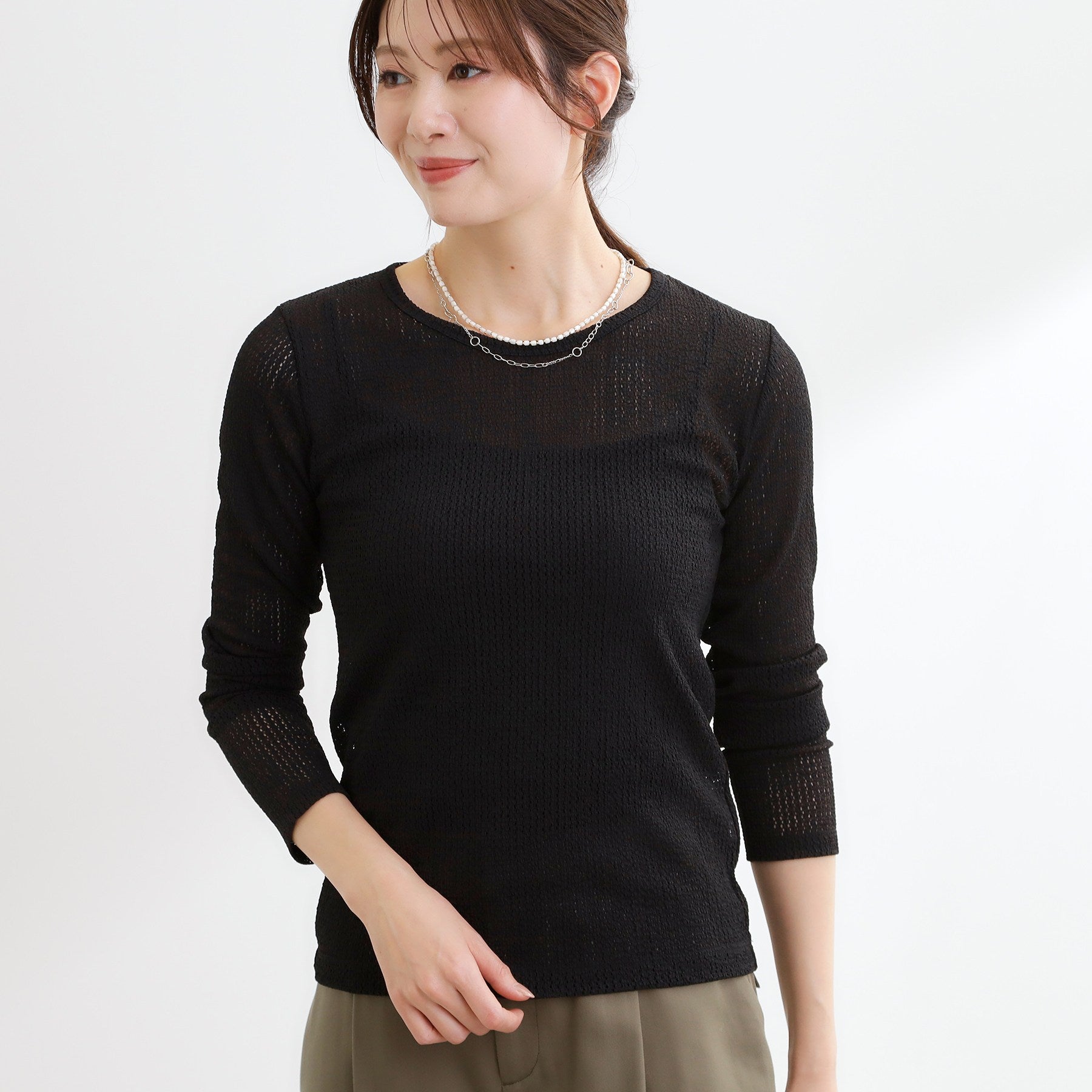 リフレクト Reflect 【インナーにおすすめ◎】クルーネックレースジャージトップス （アイボリー(004)） アイボリー(004)