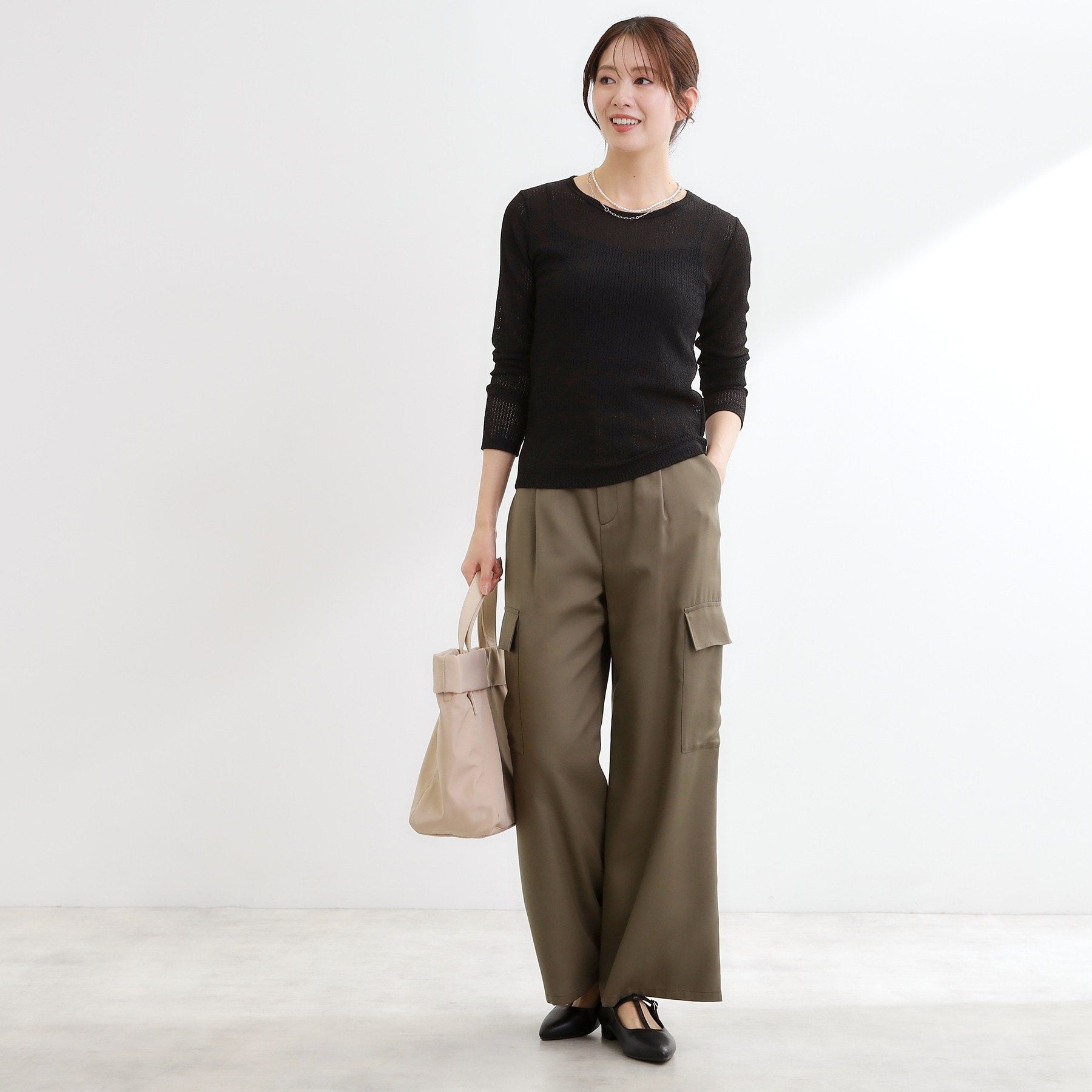 リフレクト Reflect 【インナーにおすすめ◎】クルーネックレースジャージトップス （アイボリー(004)） アイボリー(004)