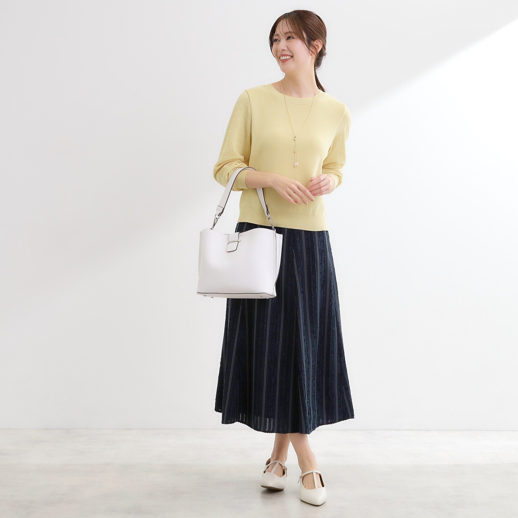 リフレクト Reflect 透かしスリーブデザインハイゲージニット （オフホワイト(003)） オフホワイト(003)