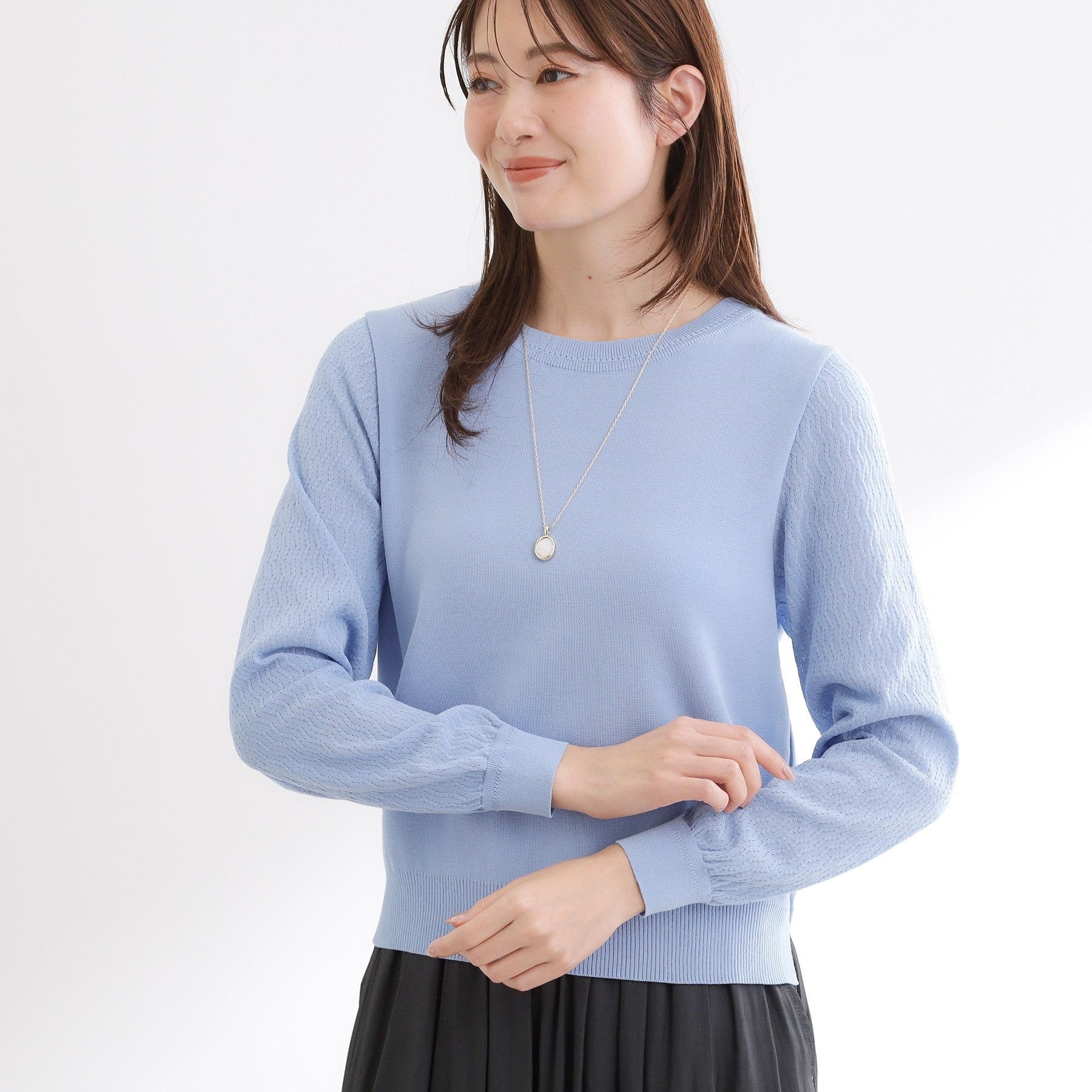 リフレクト Reflect 透かしスリーブデザインハイゲージニット （オフホワイト(003)） オフホワイト(003)