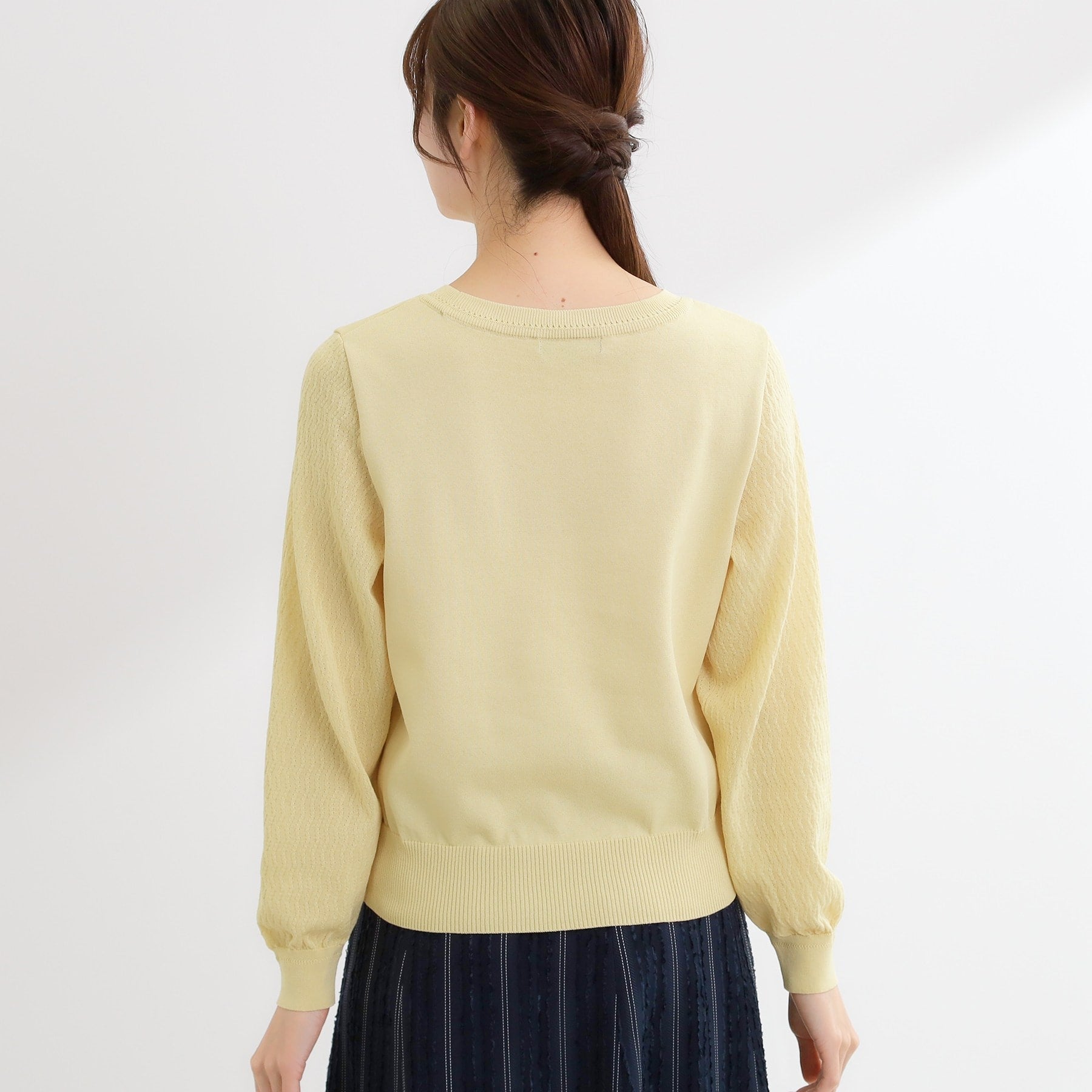 リフレクト Reflect 透かしスリーブデザインハイゲージニット （オフホワイト(003)） オフホワイト(003)