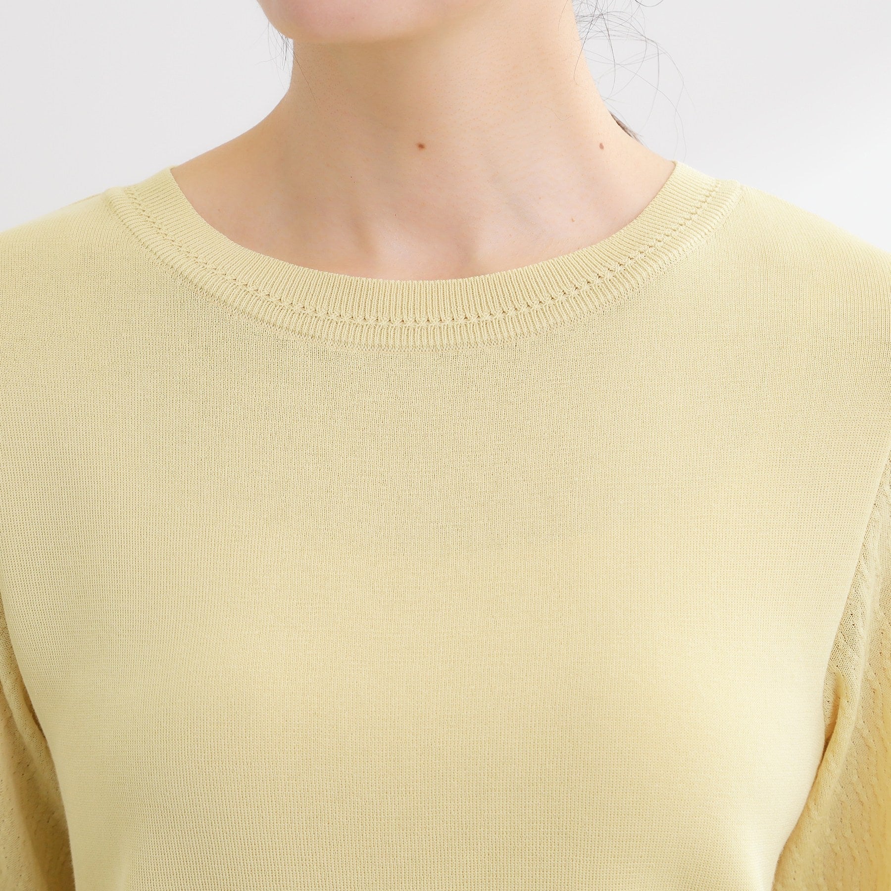 リフレクト Reflect 透かしスリーブデザインハイゲージニット （オフホワイト(003)） オフホワイト(003)