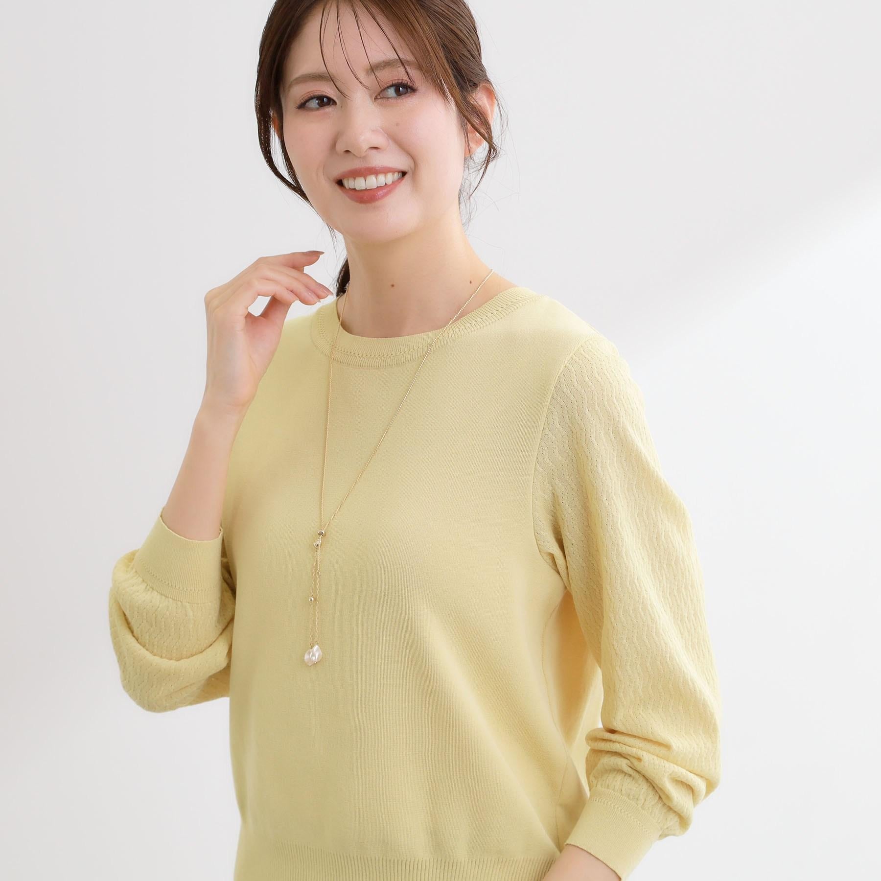 リフレクト Reflect 透かしスリーブデザインハイゲージニット （オフホワイト(003)） オフホワイト(003)