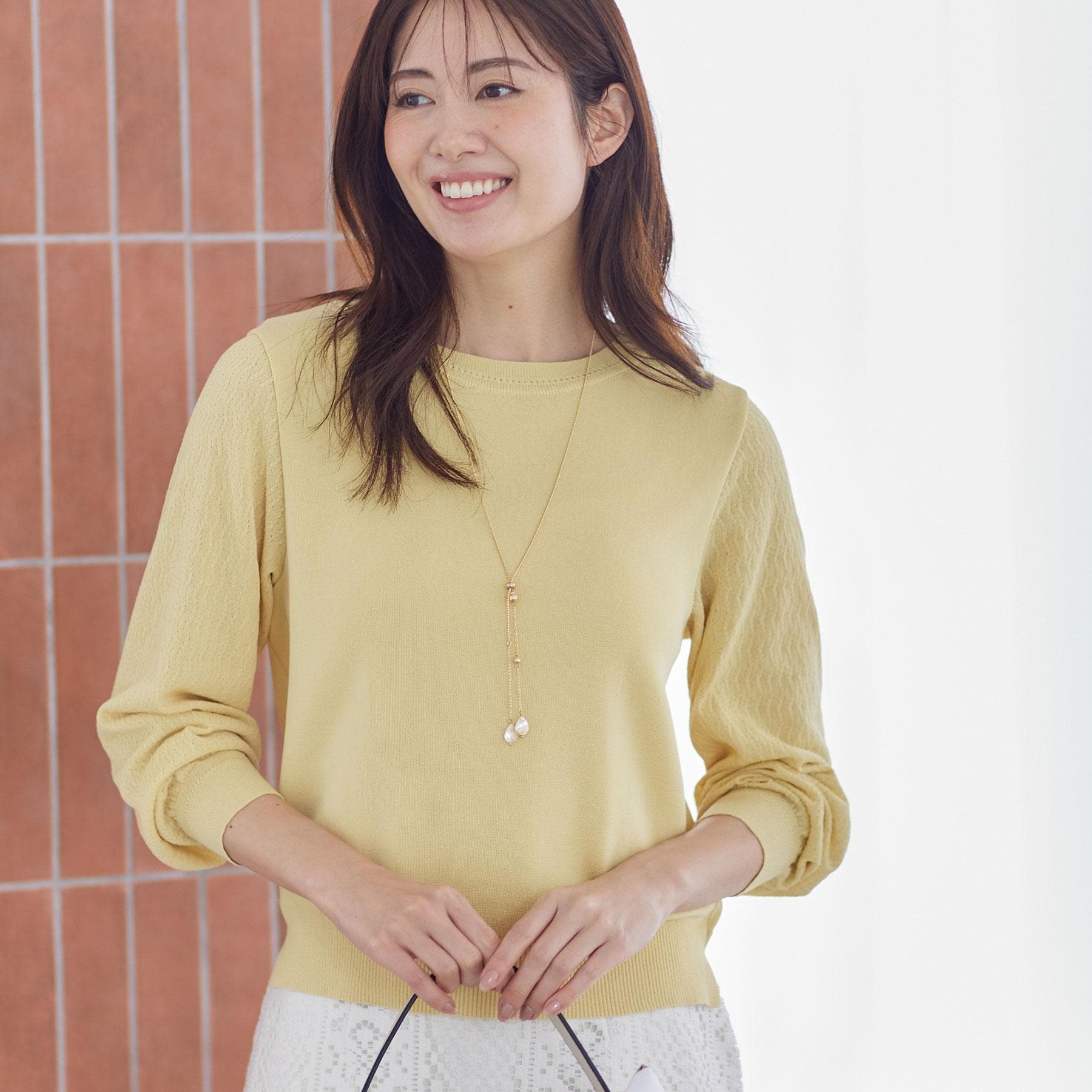 リフレクト Reflect 透かしスリーブデザインハイゲージニット （オフホワイト(003)） オフホワイト(003)