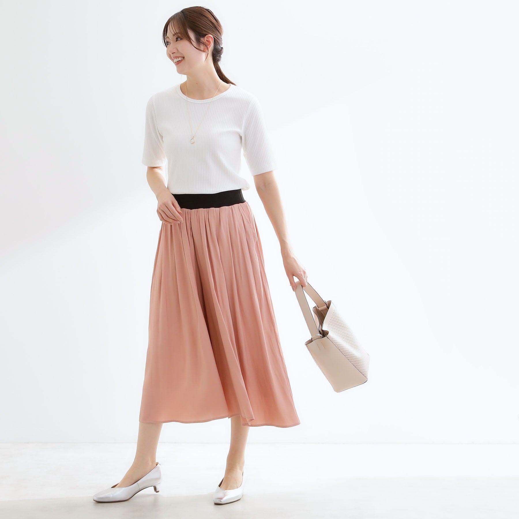 リフレクト Reflect 【インナーにおすすめ◎】クルーネックストレッチリブトップス （ブラック(019)） ブラック(019)