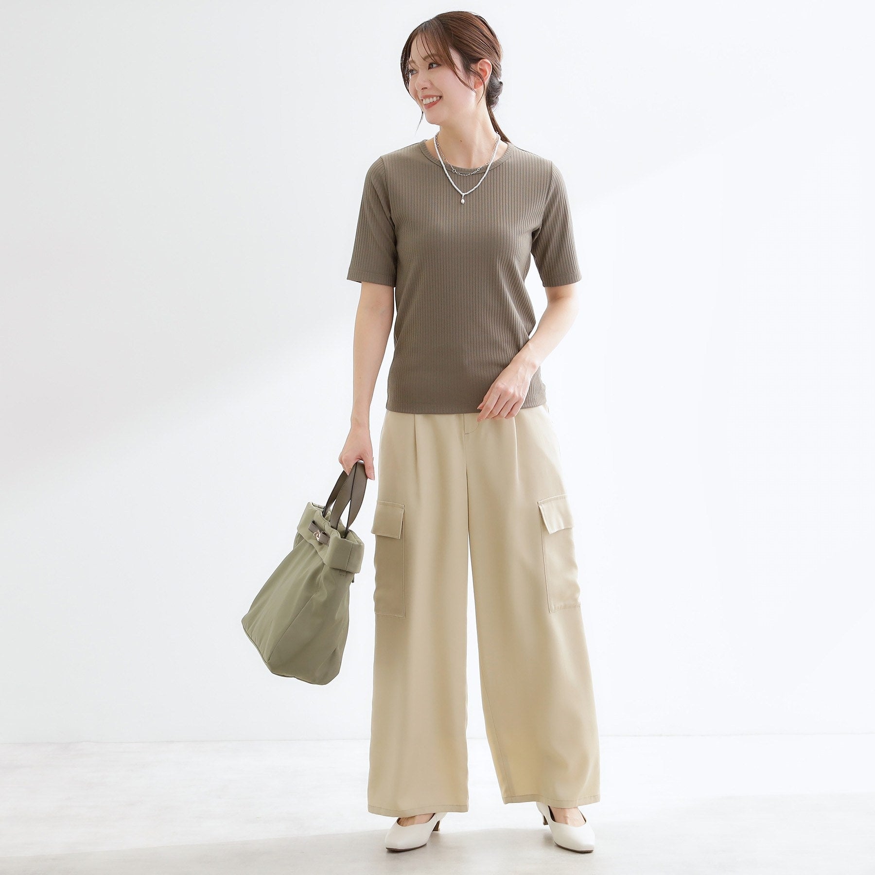 リフレクト Reflect 【インナーにおすすめ◎】クルーネックストレッチリブトップス （ブラック(019)） ブラック(019)