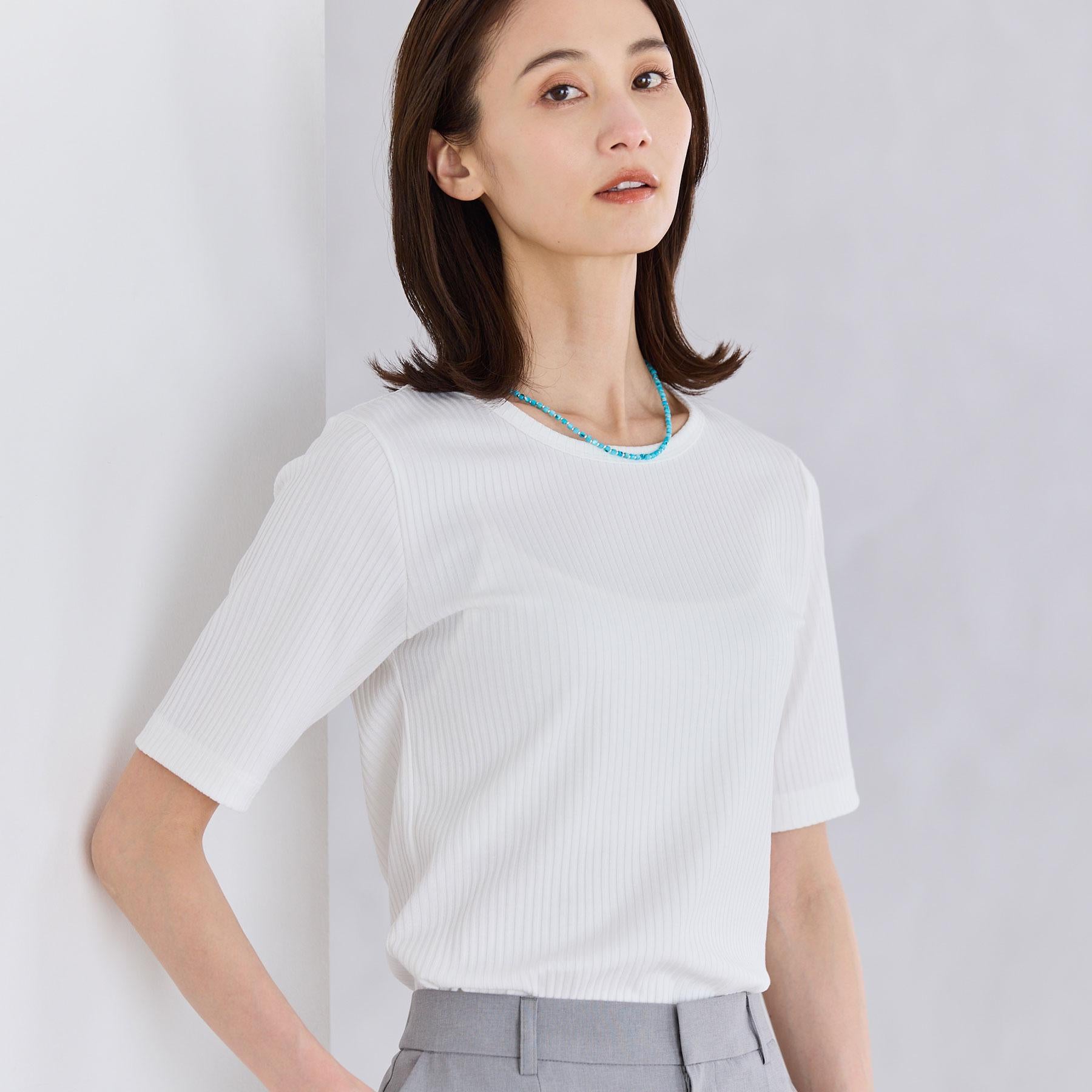 リフレクト Reflect 【インナーにおすすめ◎】クルーネックストレッチリブトップス （ブラック(019)） ブラック(019)