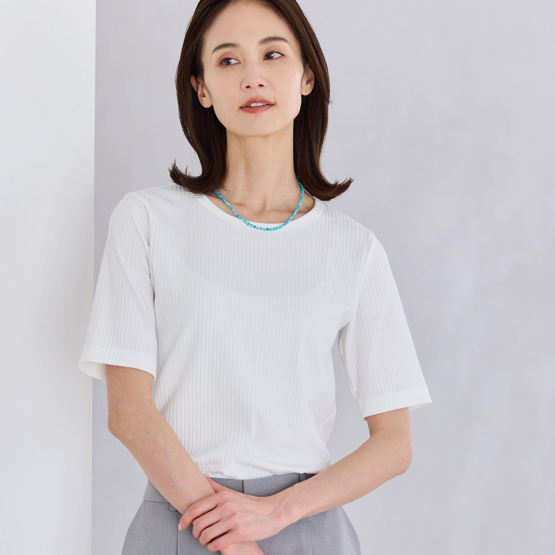 リフレクト Reflect 【インナーにおすすめ◎】クルーネックストレッチリブトップス （ブラック(019)） ブラック(019)