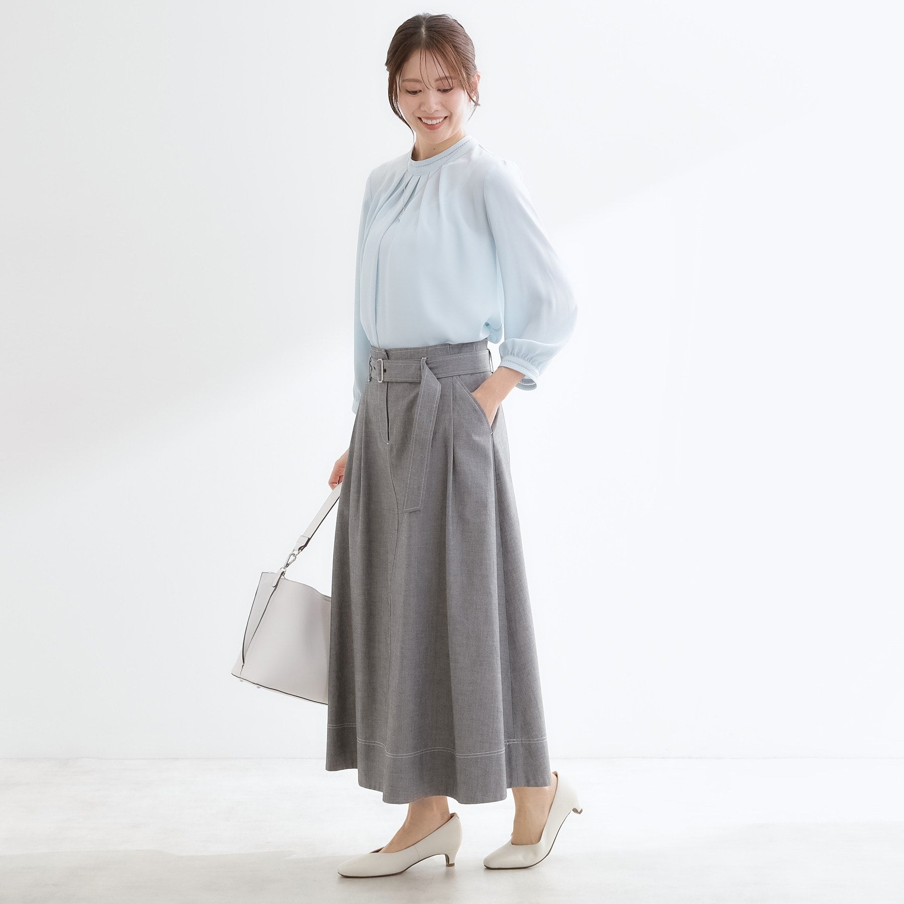 リフレクト Reflect ダンガリータックフレアスカート （ブルー(093)） ブルー(093)