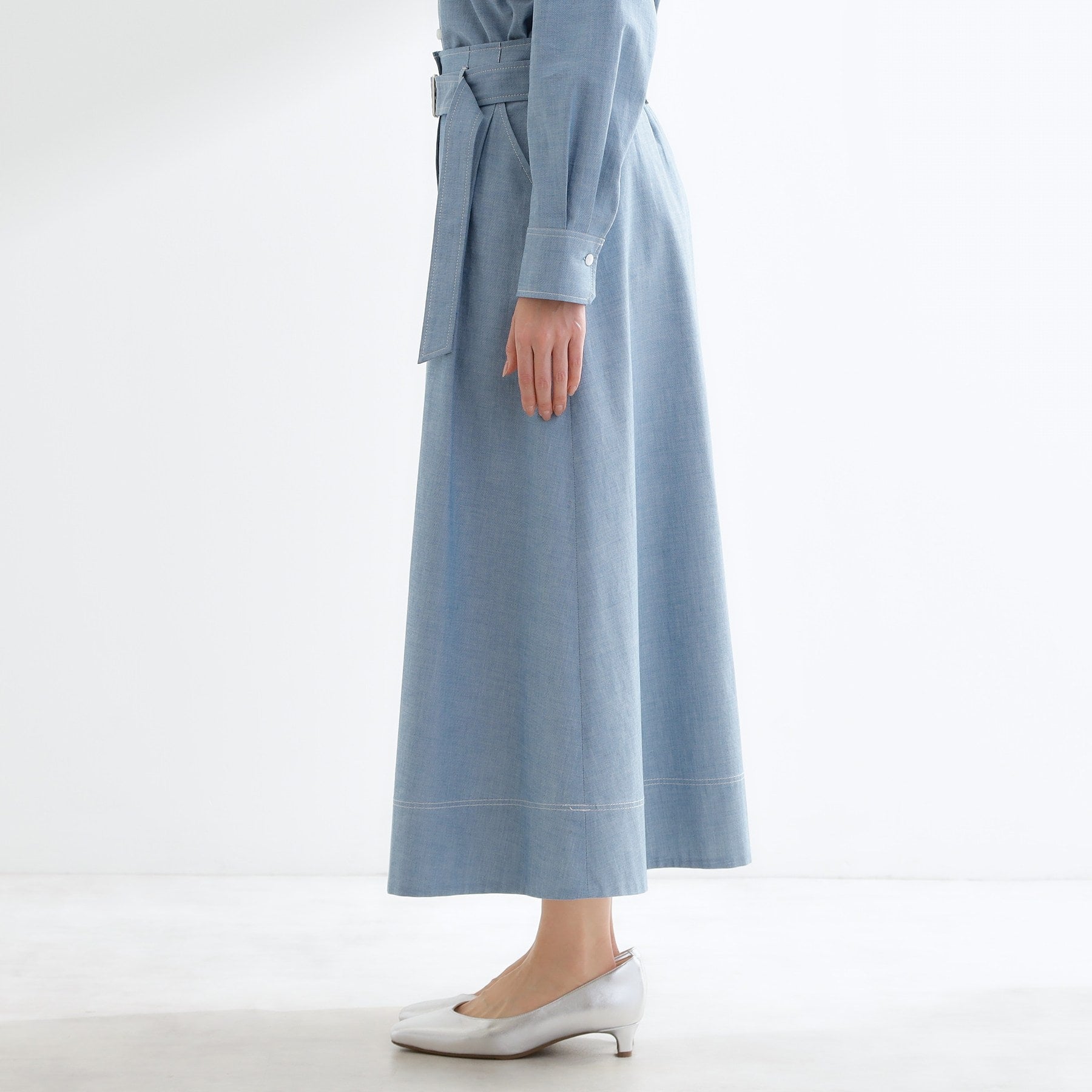 リフレクト Reflect ダンガリータックフレアスカート （ブルー(093)） ブルー(093)