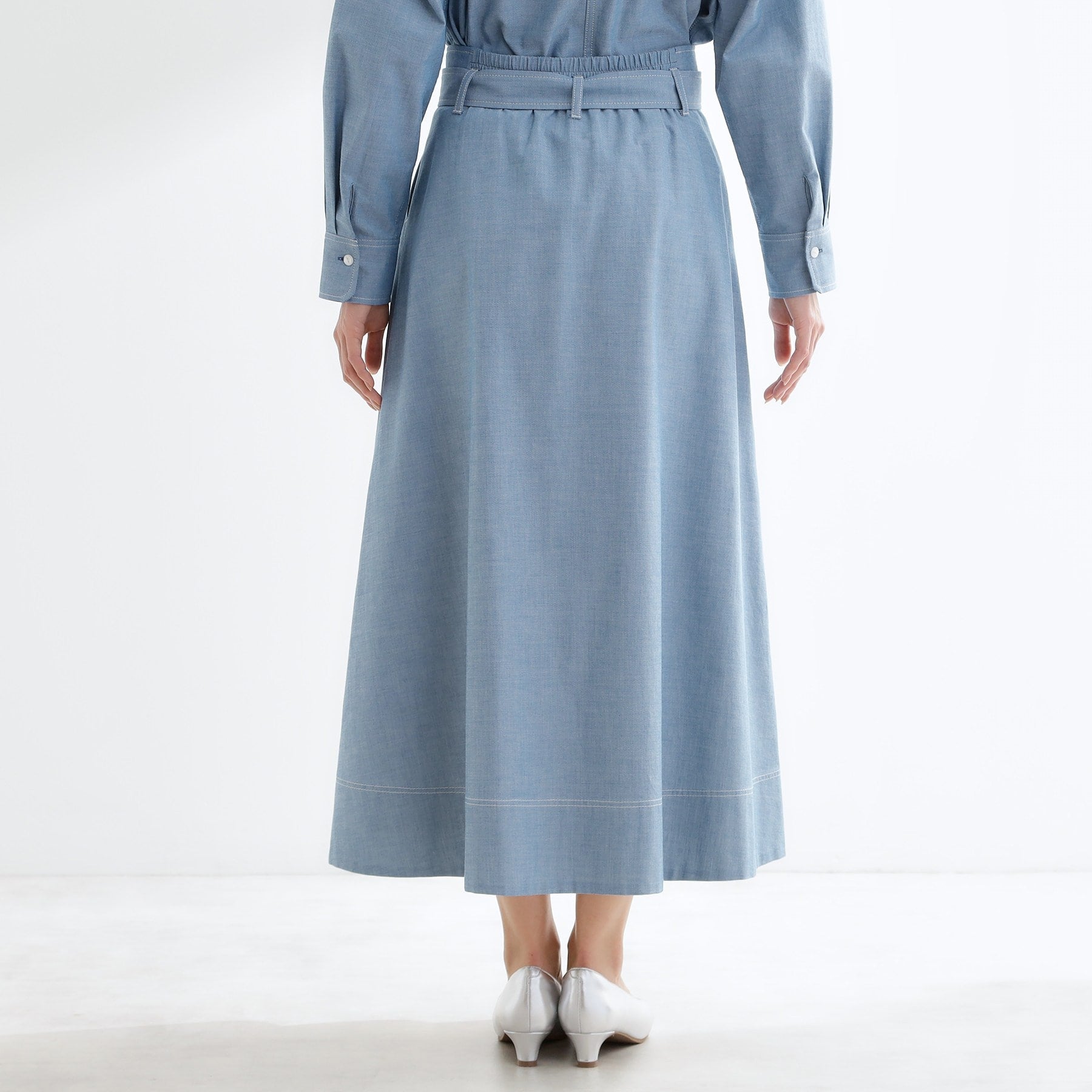 リフレクト Reflect ダンガリータックフレアスカート （ブルー(093)） ブルー(093)