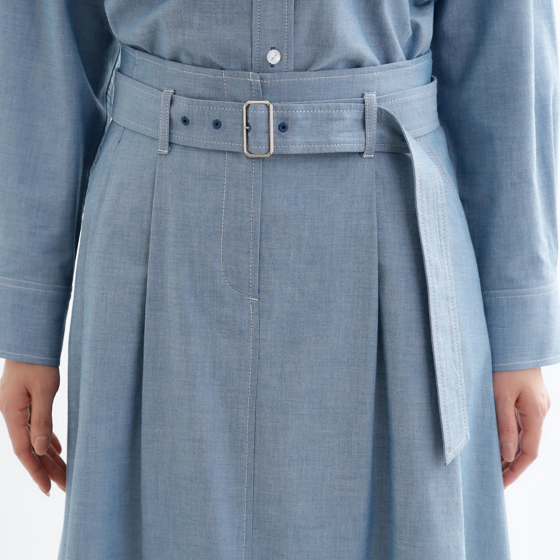 リフレクト Reflect ダンガリータックフレアスカート （ブルー(093)） ブルー(093)