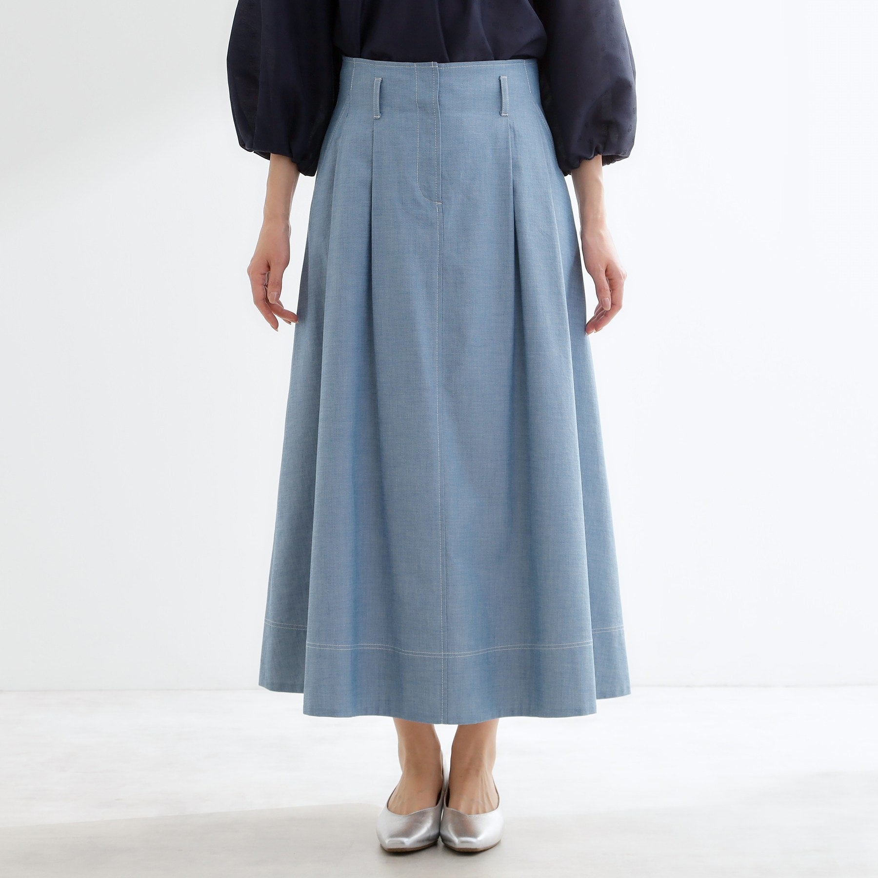 リフレクト Reflect ダンガリータックフレアスカート （ブルー(093)） ブルー(093)