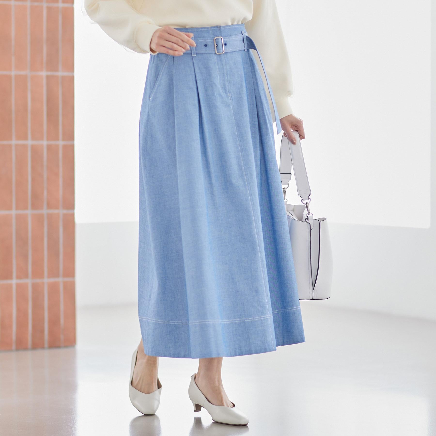 リフレクト Reflect ダンガリータックフレアスカート （ブルー(093)） ブルー(093)