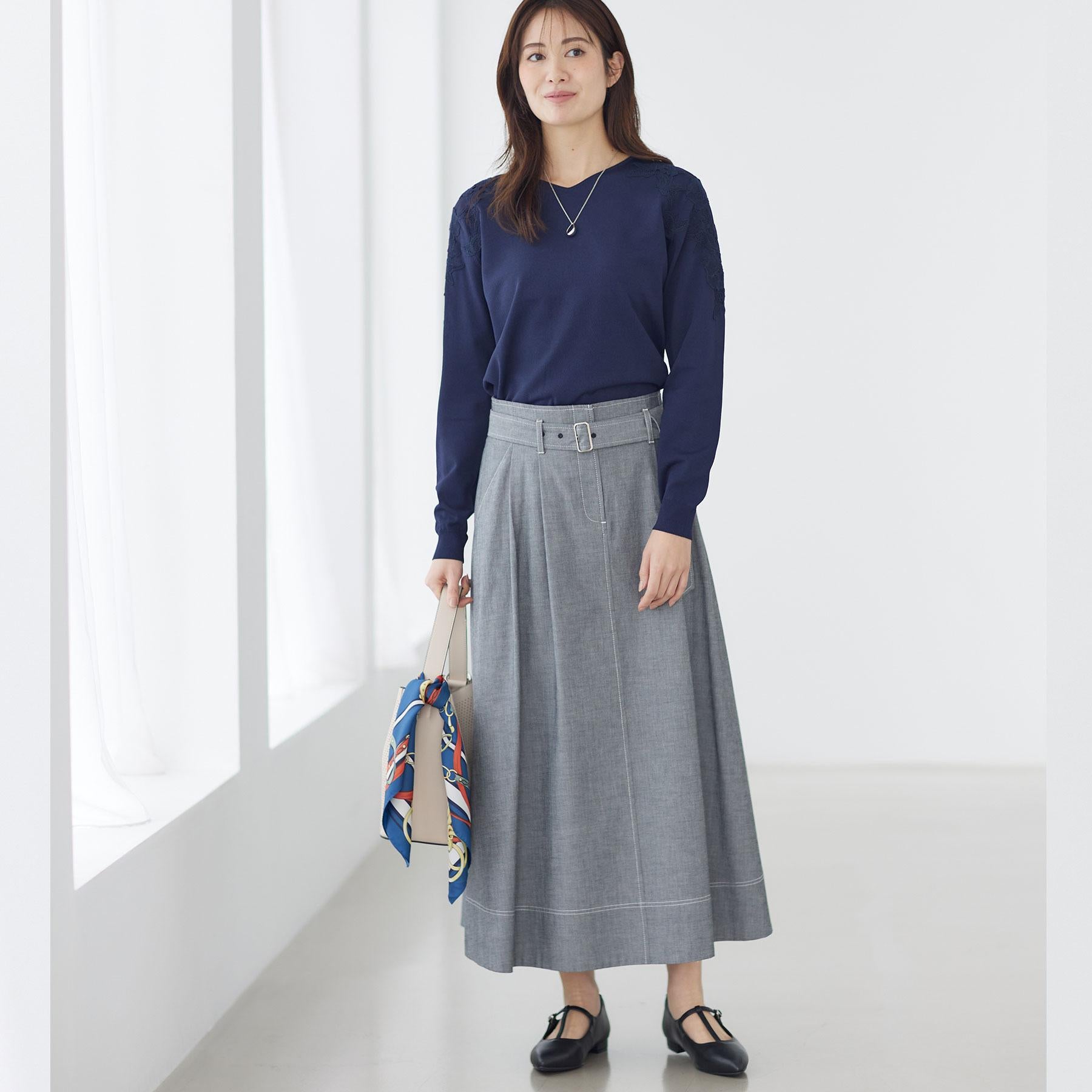 リフレクト Reflect ダンガリータックフレアスカート （ブルー(093)） ブルー(093)