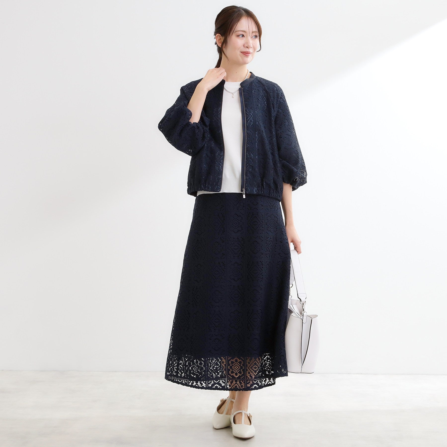 リフレクト Reflect 【セットアップ可】レースミディアムスカート （アイボリー(004)） アイボリー(004)