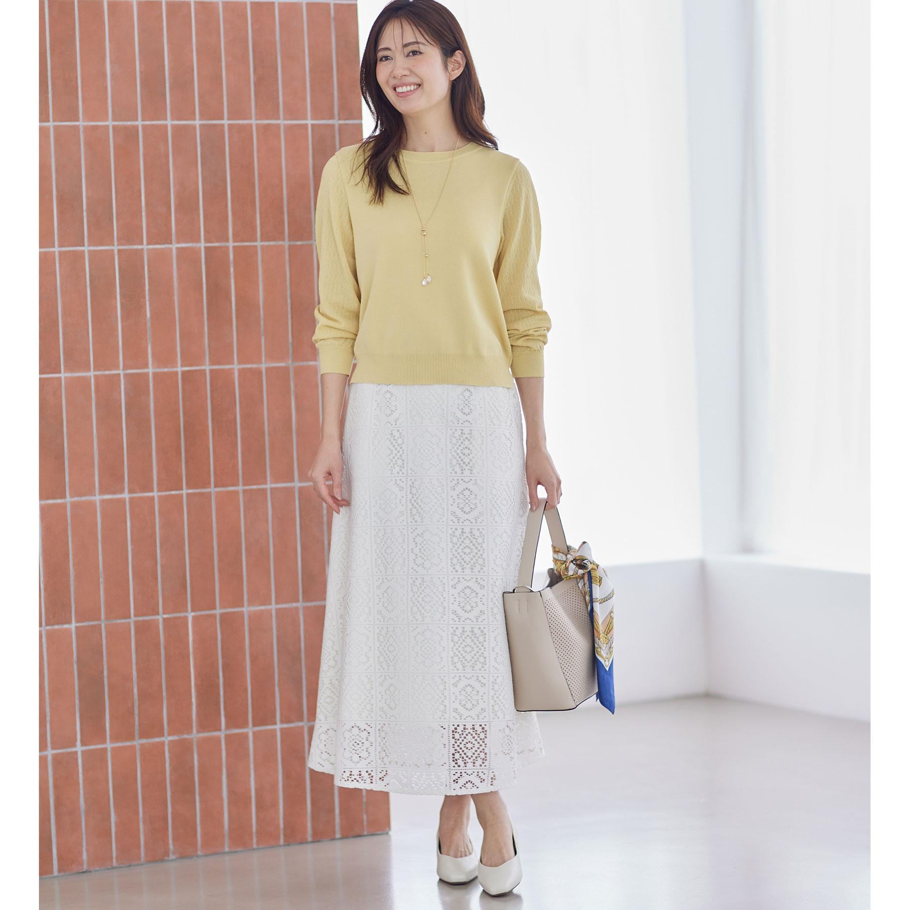 リフレクト Reflect 【セットアップ可】レースミディアムスカート （アイボリー(004)） アイボリー(004)