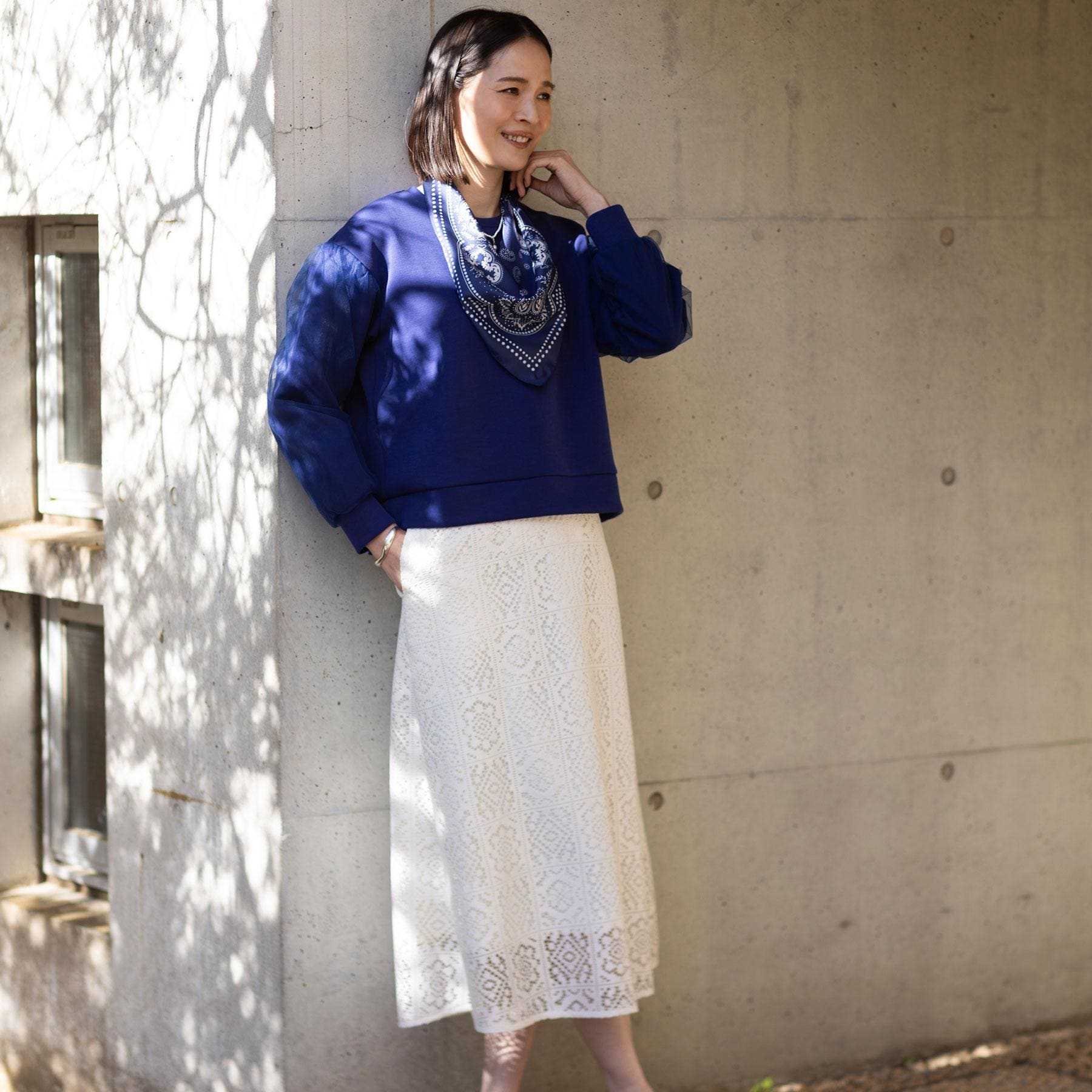 リフレクト Reflect 【セットアップ可】レースミディアムスカート （アイボリー(004)） アイボリー(004)