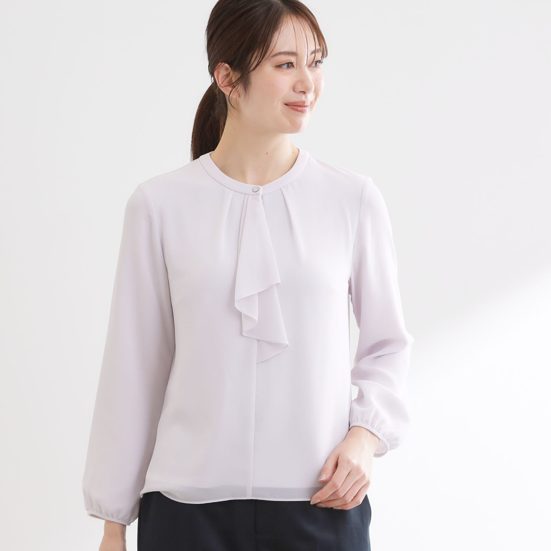 リフレクト Reflect フロントフリルシフォンブラウス （アイボリー(104)） アイボリー(104)