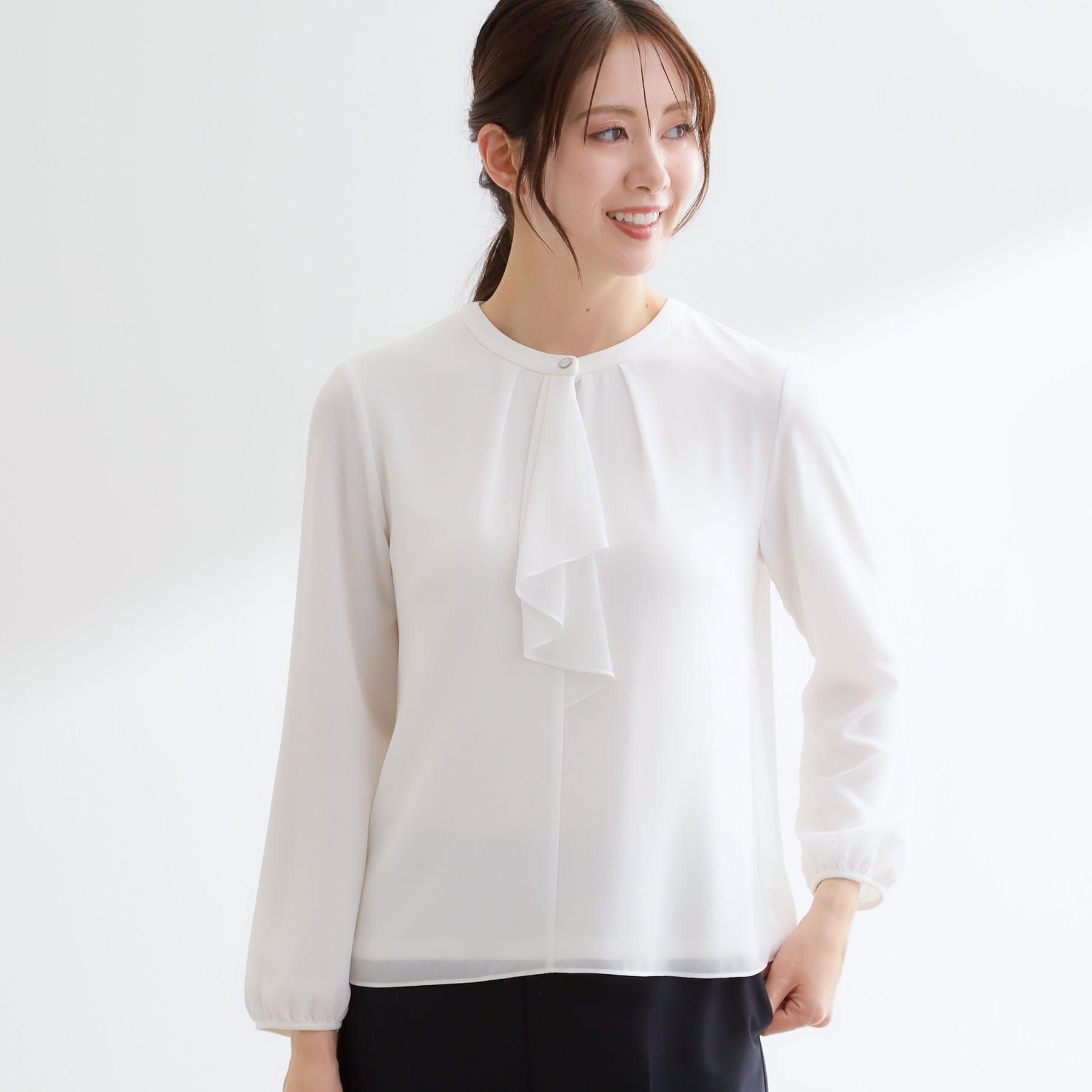 リフレクト Reflect フロントフリルシフォンブラウス （アイボリー(004)） アイボリー(004)