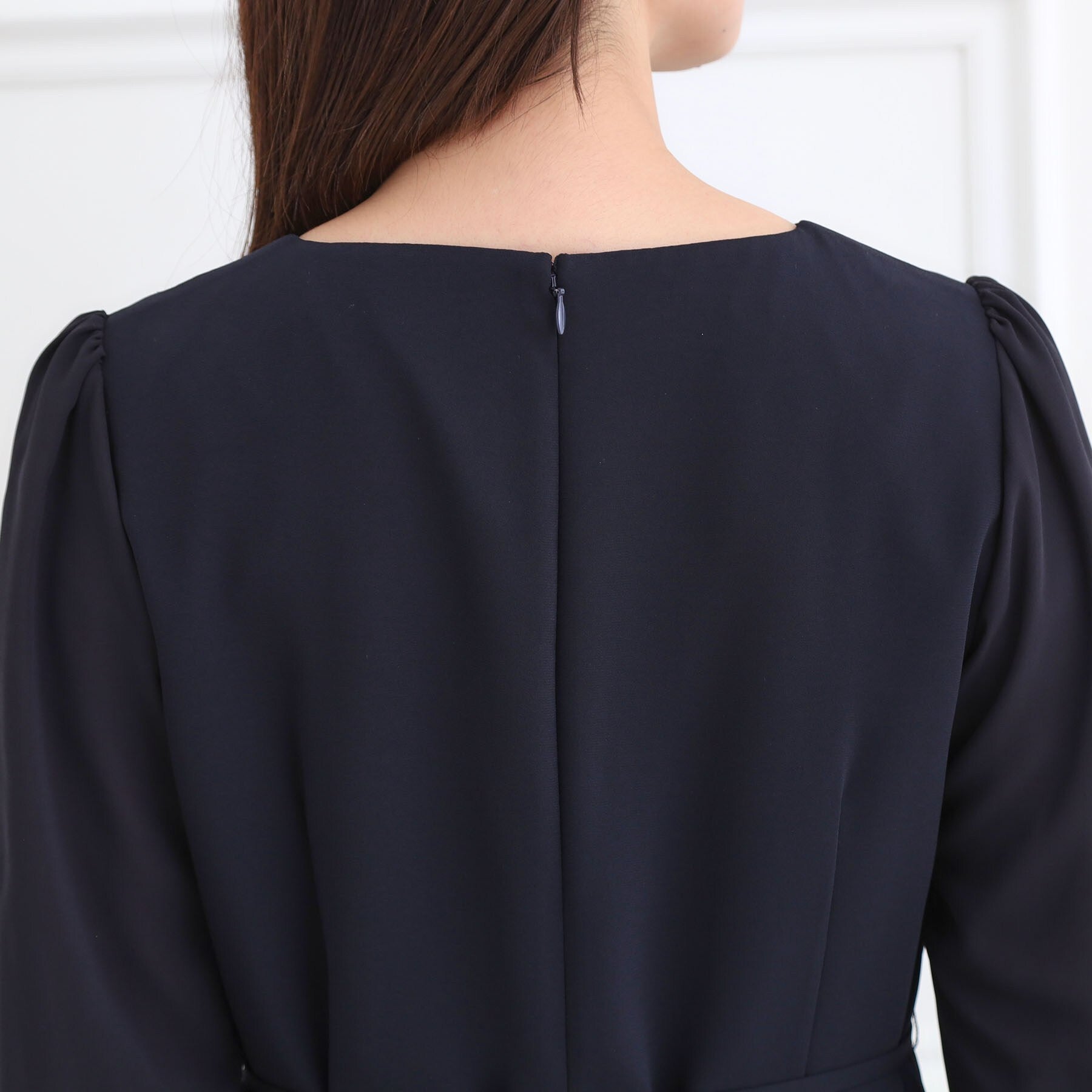 リフレクト Reflect 【フォーマル／入卒／付属リボン付き】スリーブデザインジョーゼットワンピース （ネイビー(094)） ネイビー(094)