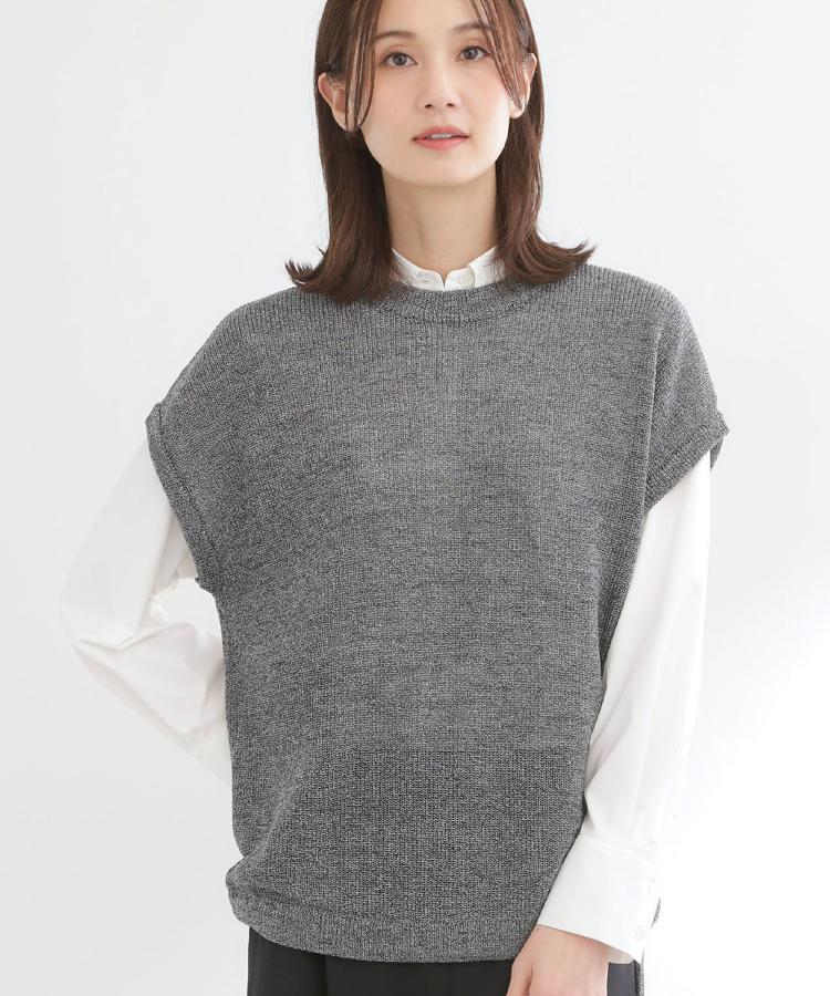 リフレクト Reflect ◆【レイヤードにおすすめ◎】畦編みフレンチスリーブトップス （チャコールグレー(013)） チャコールグレー(013)