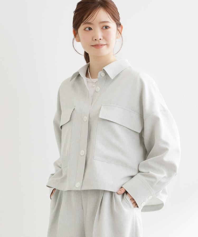 リフレクト Reflect ◆リネンライクシャツブルゾン （ライトグレー(011)） ライトグレー(011)