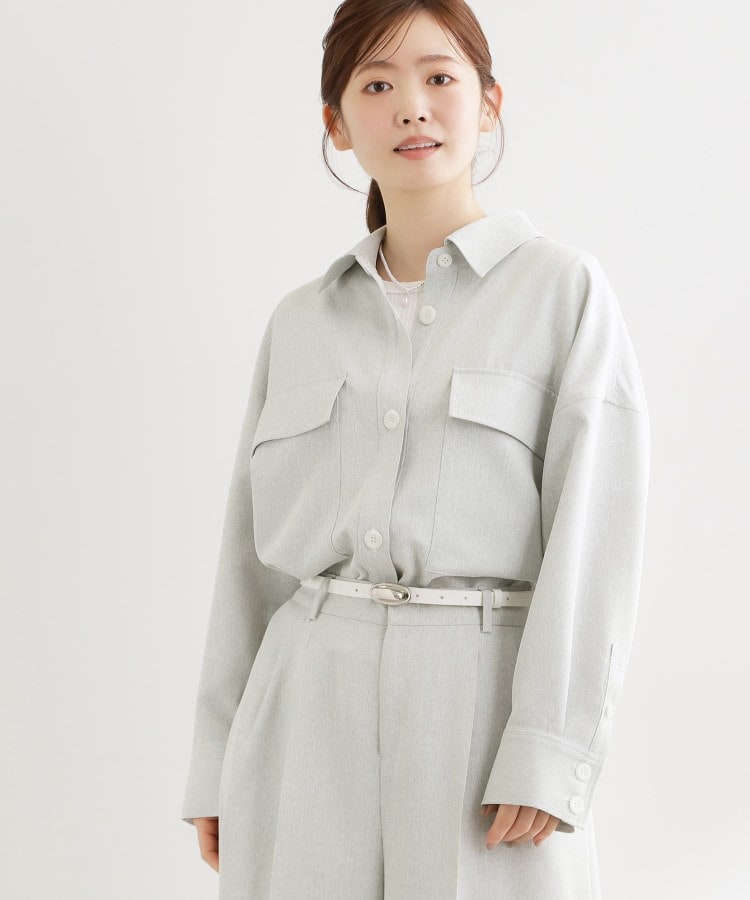 リフレクト Reflect ◆リネンライクシャツブルゾン （ライトグレー(011)） ライトグレー(011)