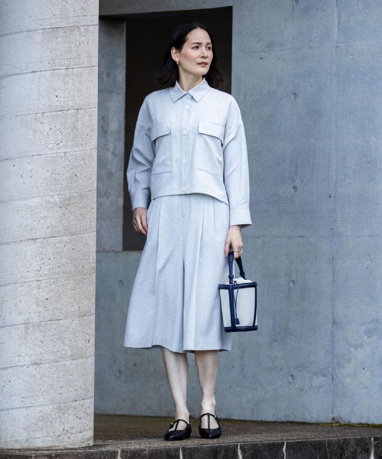 リフレクト Reflect ◆リネンライクシャツブルゾン （ライトグレー(011)） ライトグレー(011)