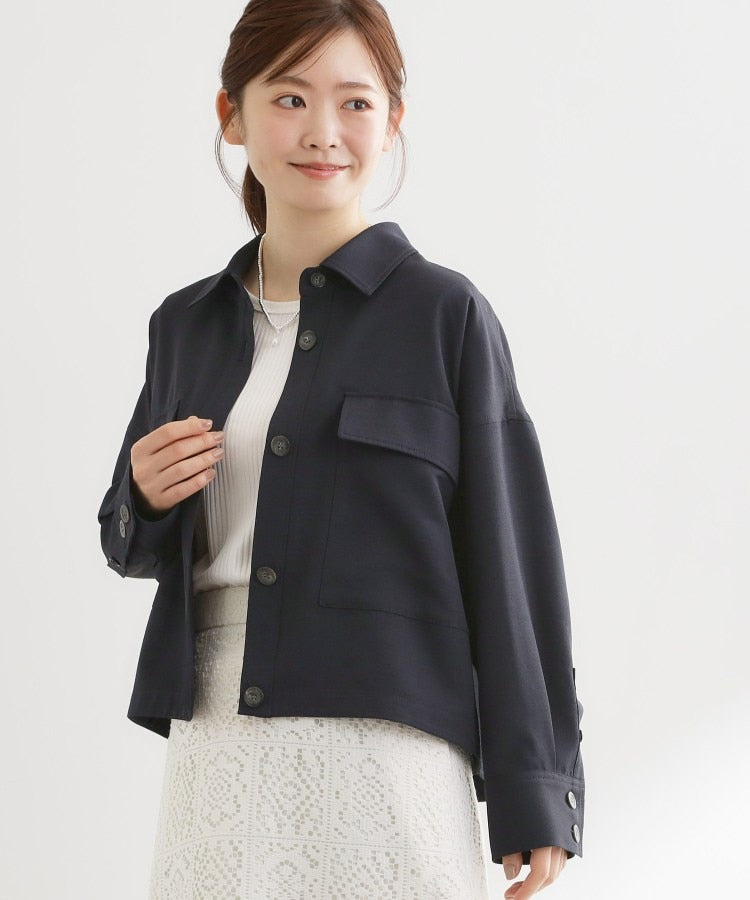 リフレクト Reflect ◆リネンライクシャツブルゾン （ネイビー(094)） ネイビー(094)